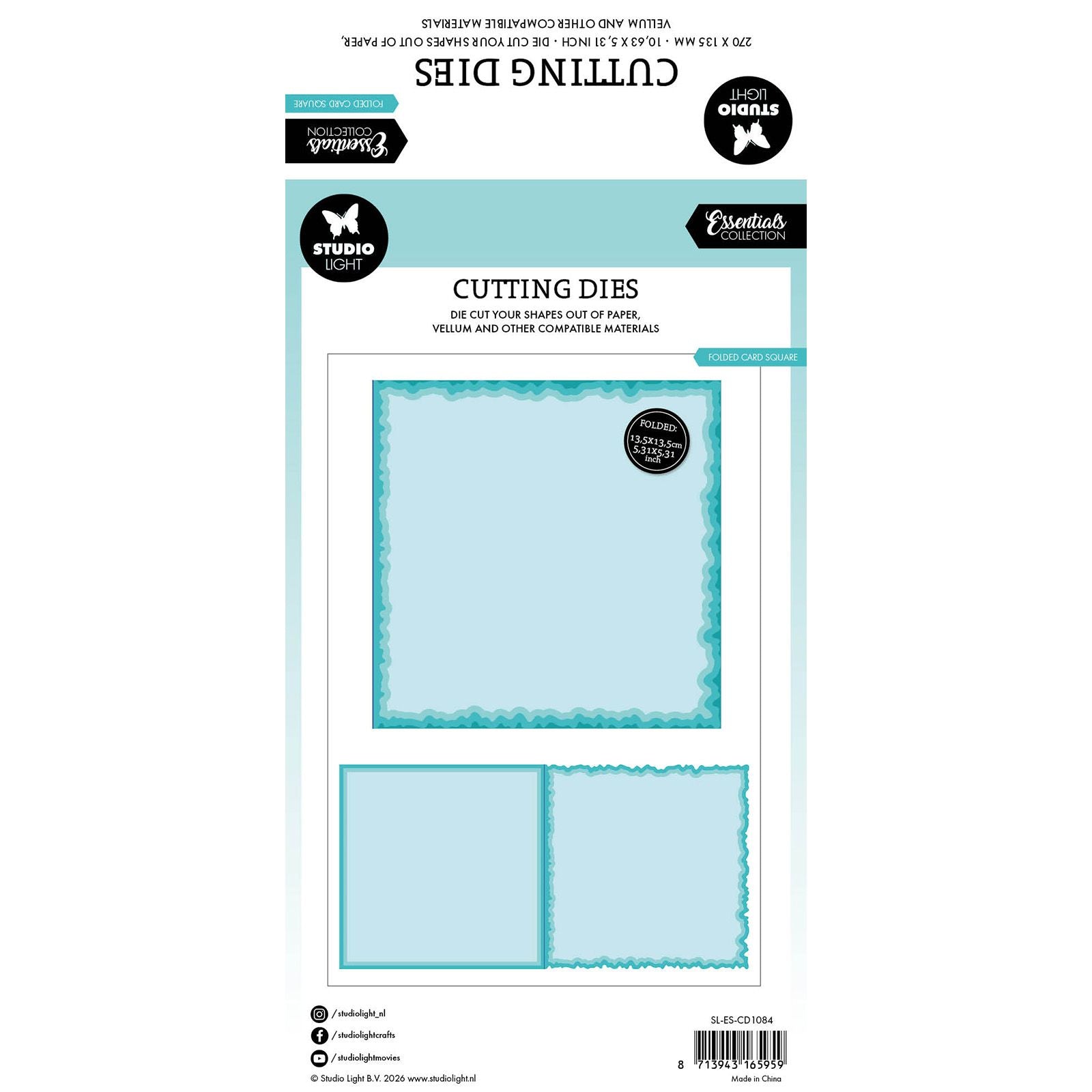 Studio Light • Matrice de découpe Essentials, bord déchiré, forme de carte, carré