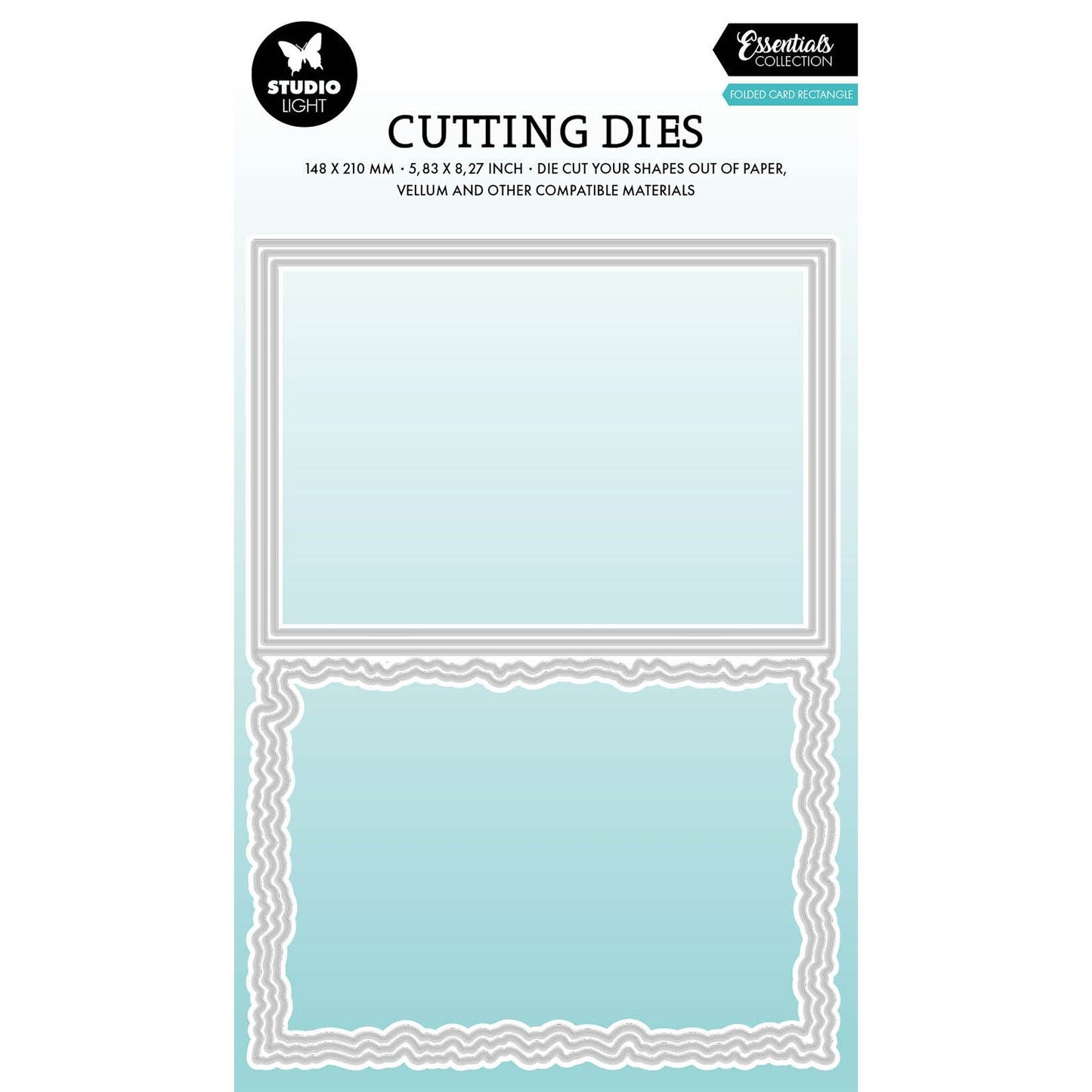 Studio Light • Matrice de découpe Essentials, bord déchiré, forme de carte, rectangle