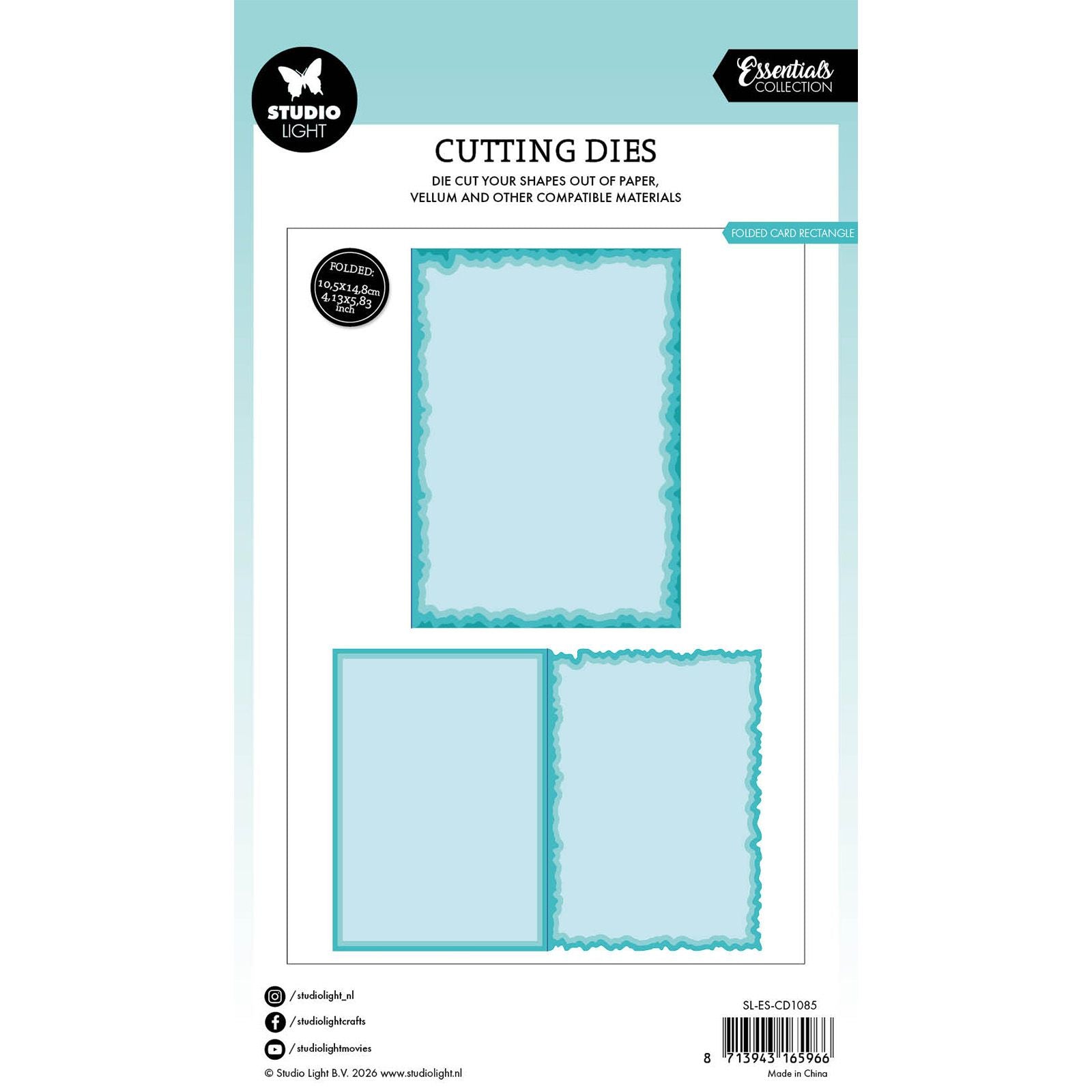 Studio Light • Matrice de découpe Essentials, bord déchiré, forme de carte, rectangle