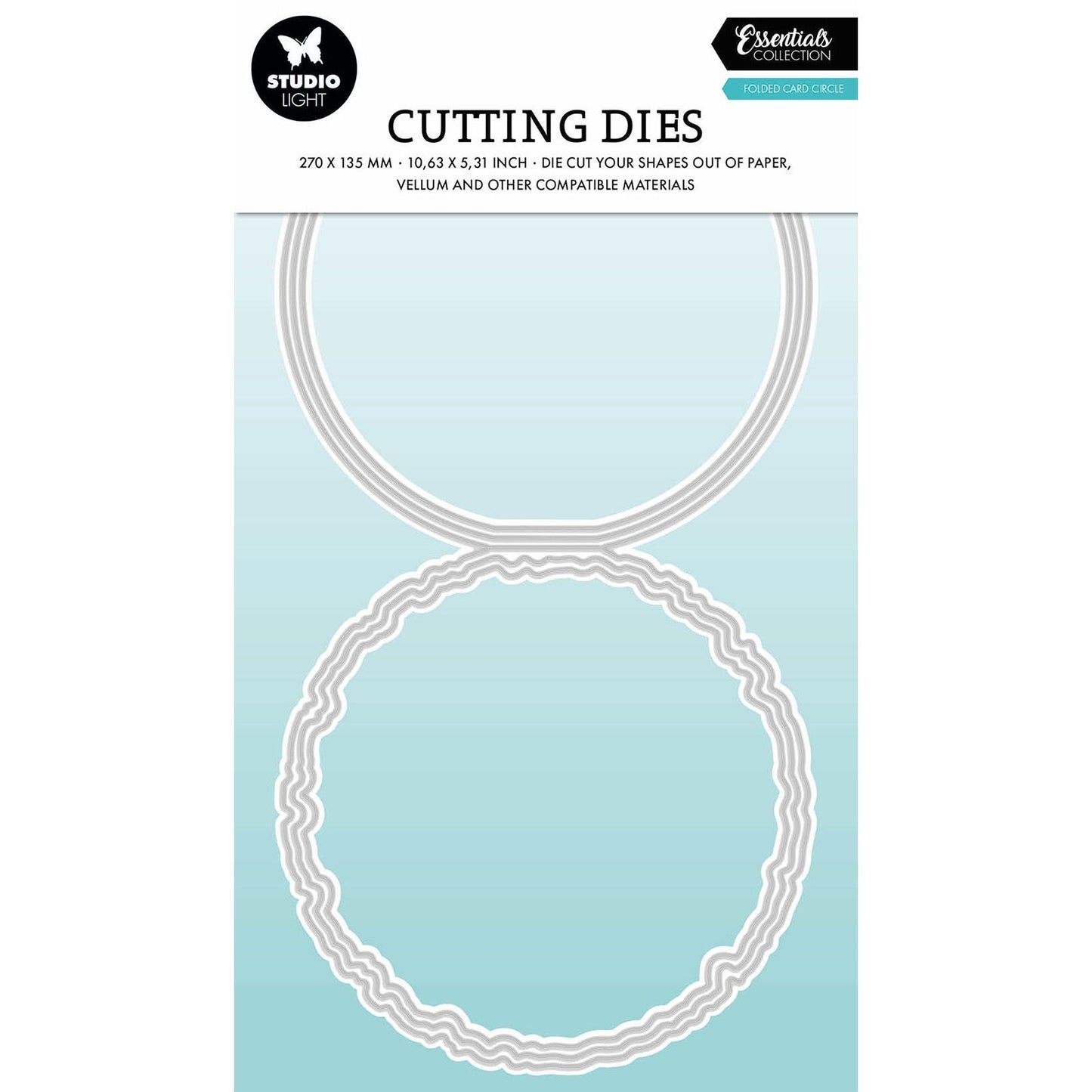 Studio Light • Matrice de découpe Essentials avec bords déchirés et support rond pour cartes