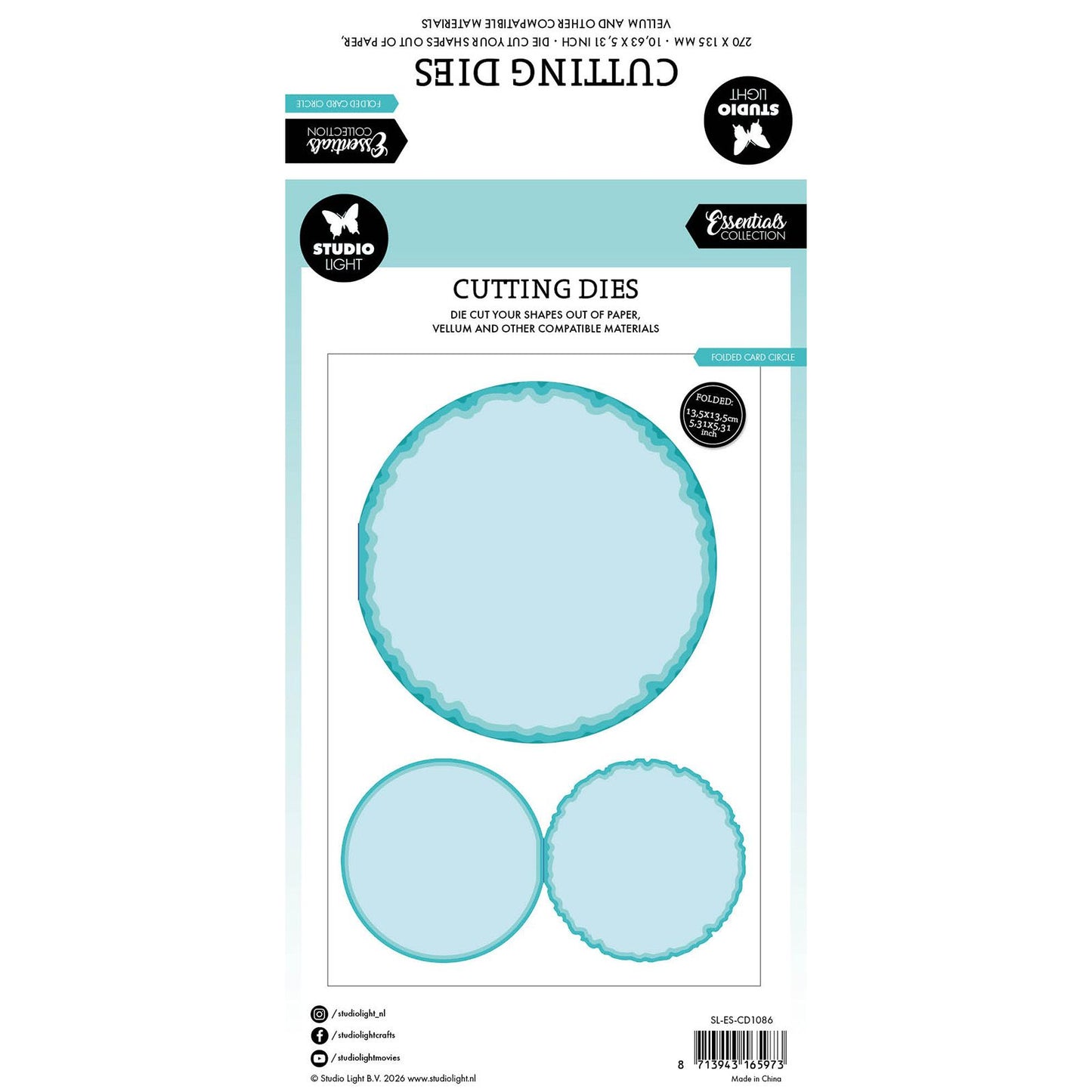 Studio Light • Matrice de découpe Essentials avec bords déchirés et support rond pour cartes