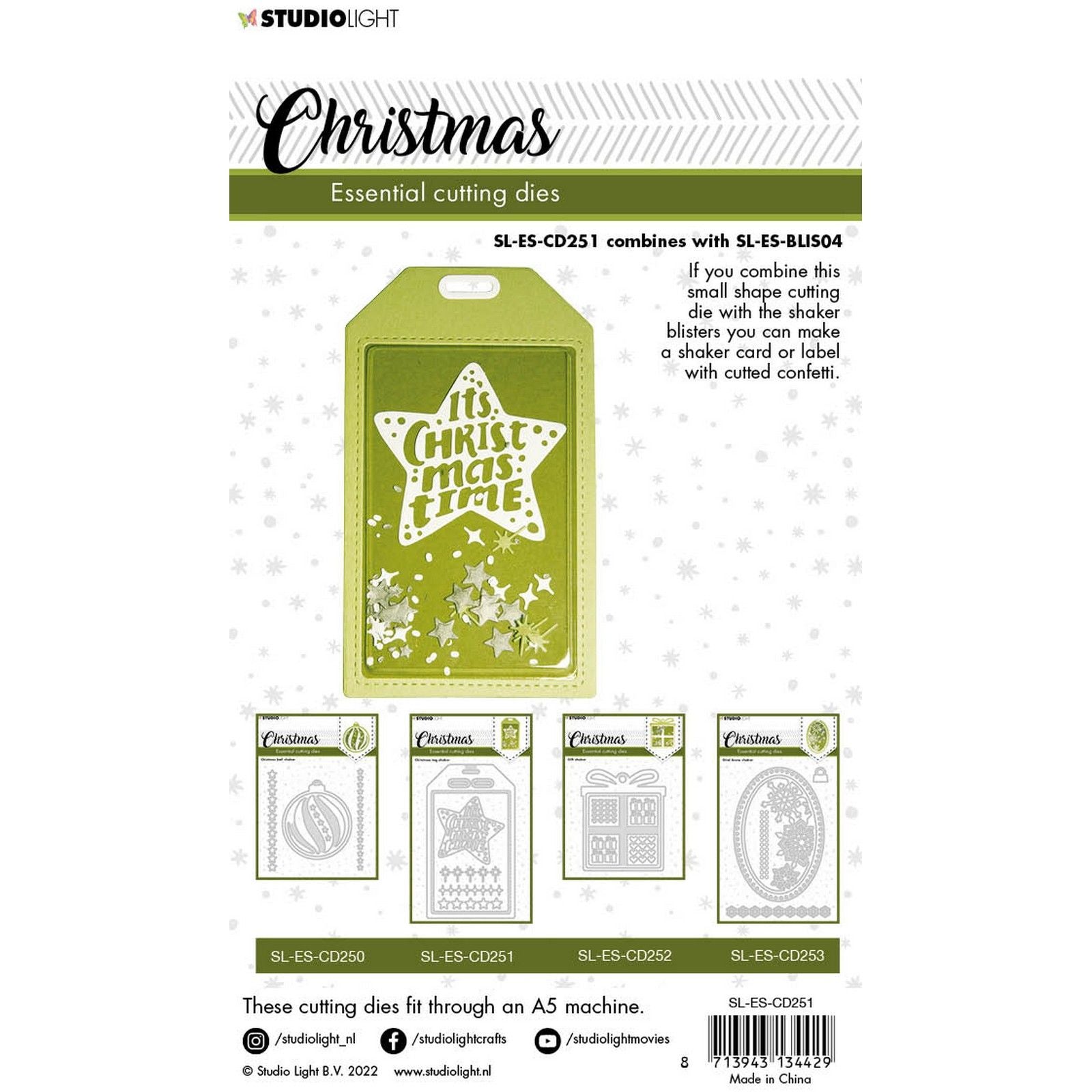 Studio Light • Matrices de découpe essentielles, shaker d'étiquettes de Noël