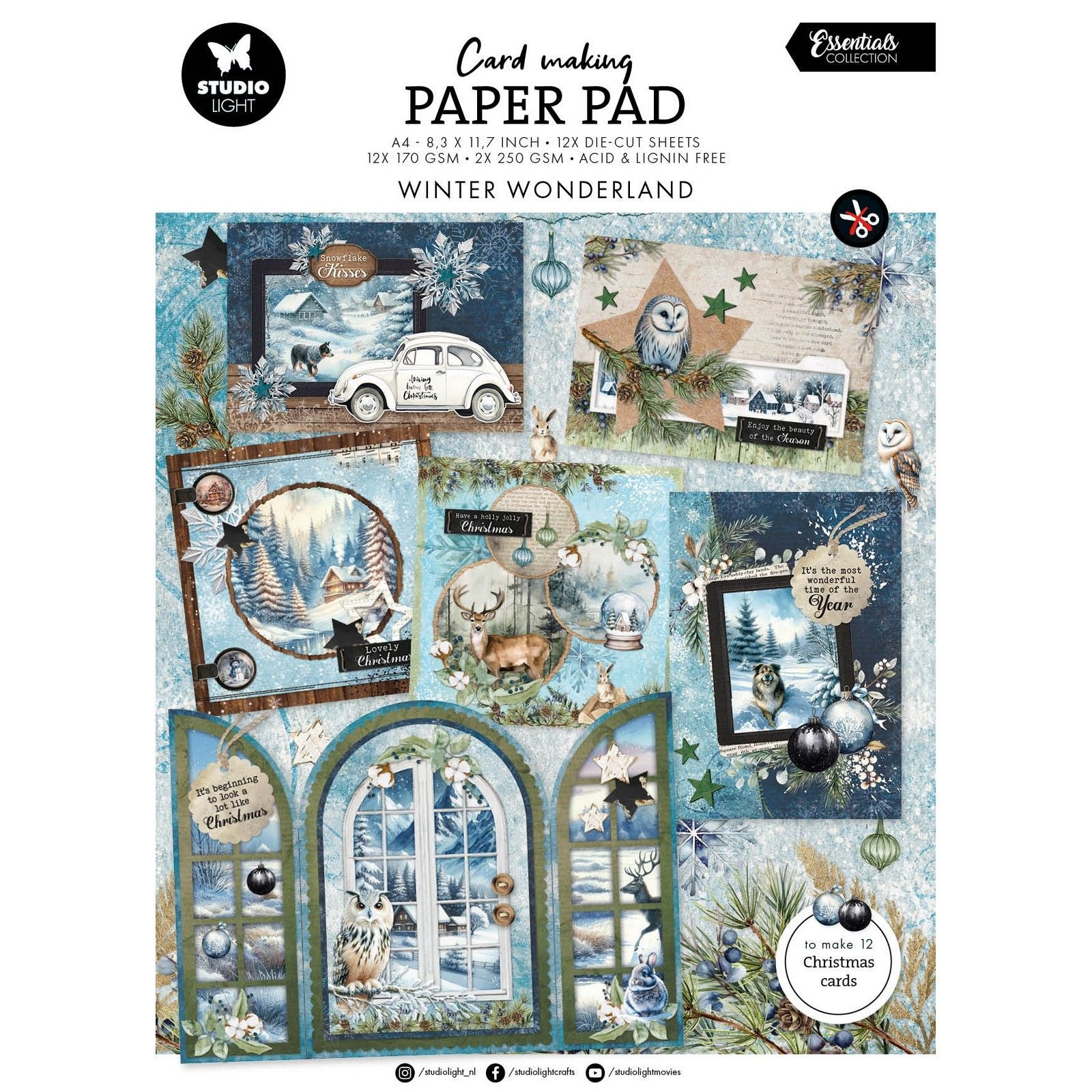 Studio Light • Bloc de création de cartes essentiel Winter Wonderland
