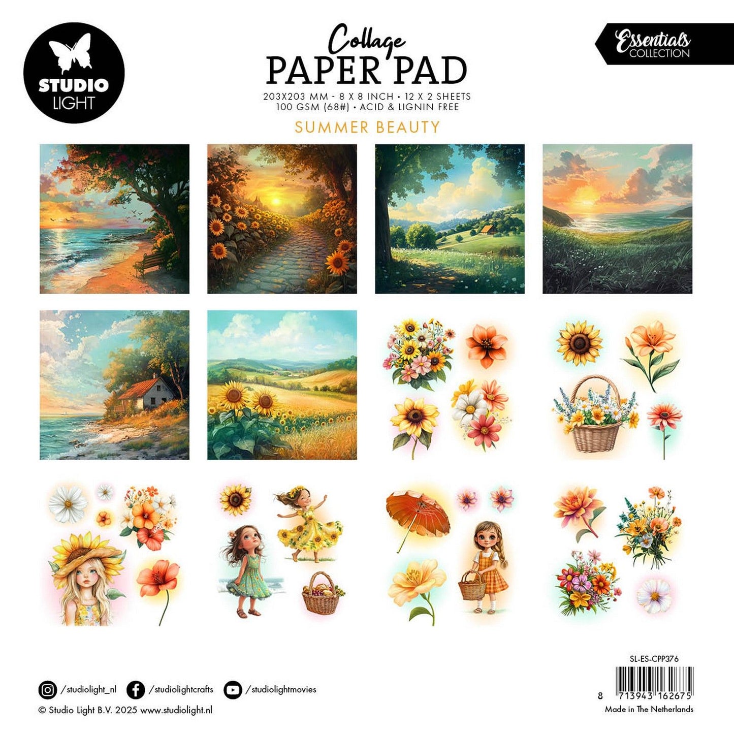 Studio Light • Bloc de papier pour collage essentiels, beauté d'été