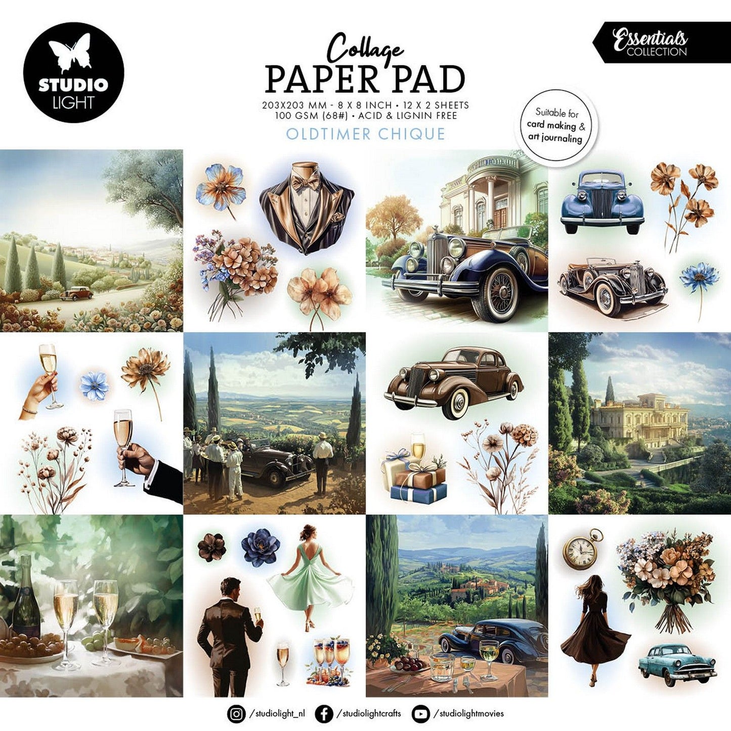 Studio Light • Bloc de papier pour collage Essentiels Oldtimer Chic