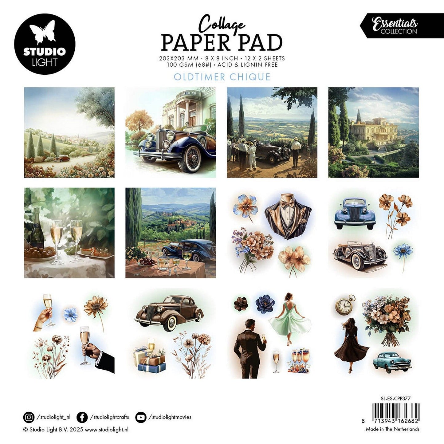 Studio Light • Bloc de papier pour collage Essentiels Oldtimer Chic