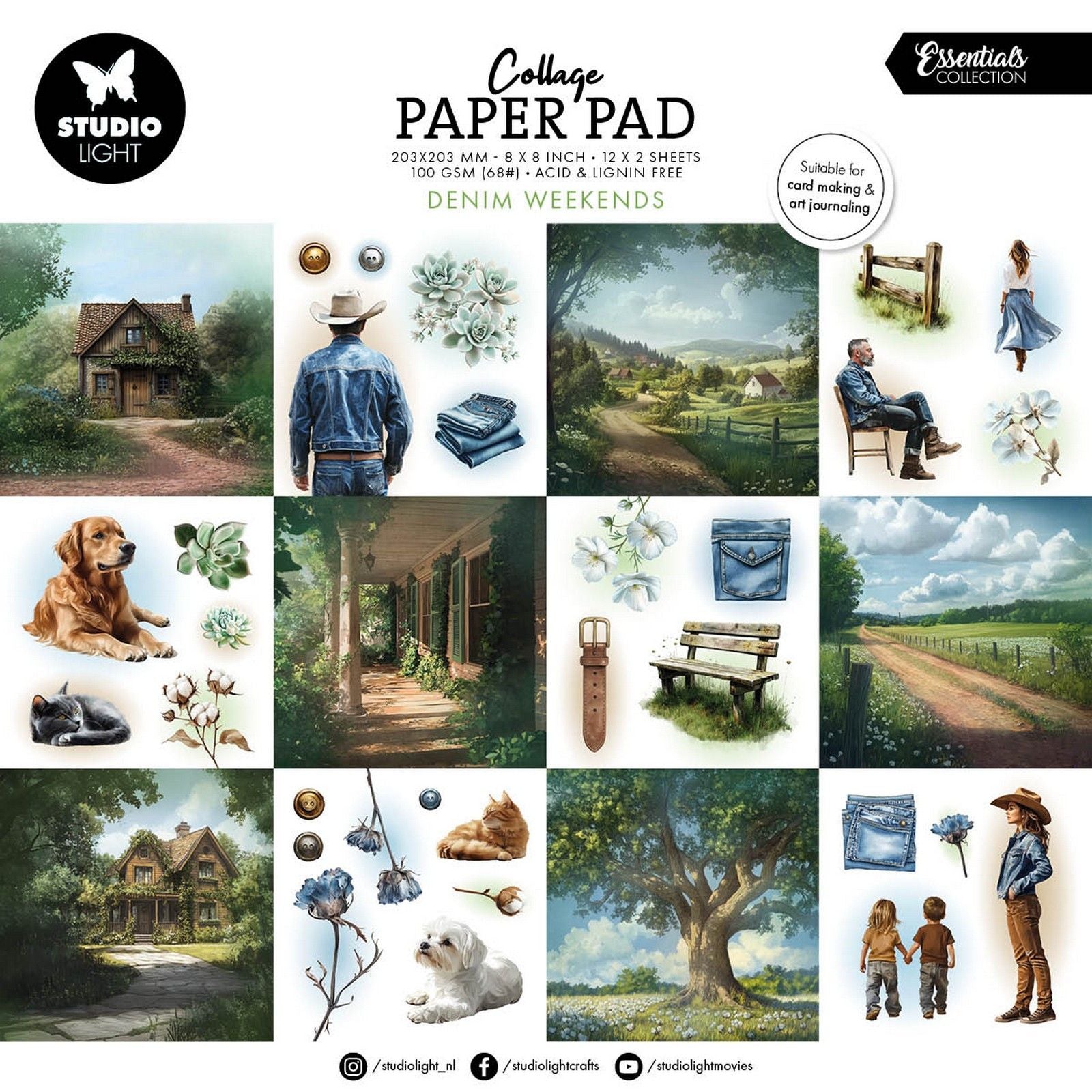 Studio Light • Essentials Collage Bloc de papier Denim Weekends