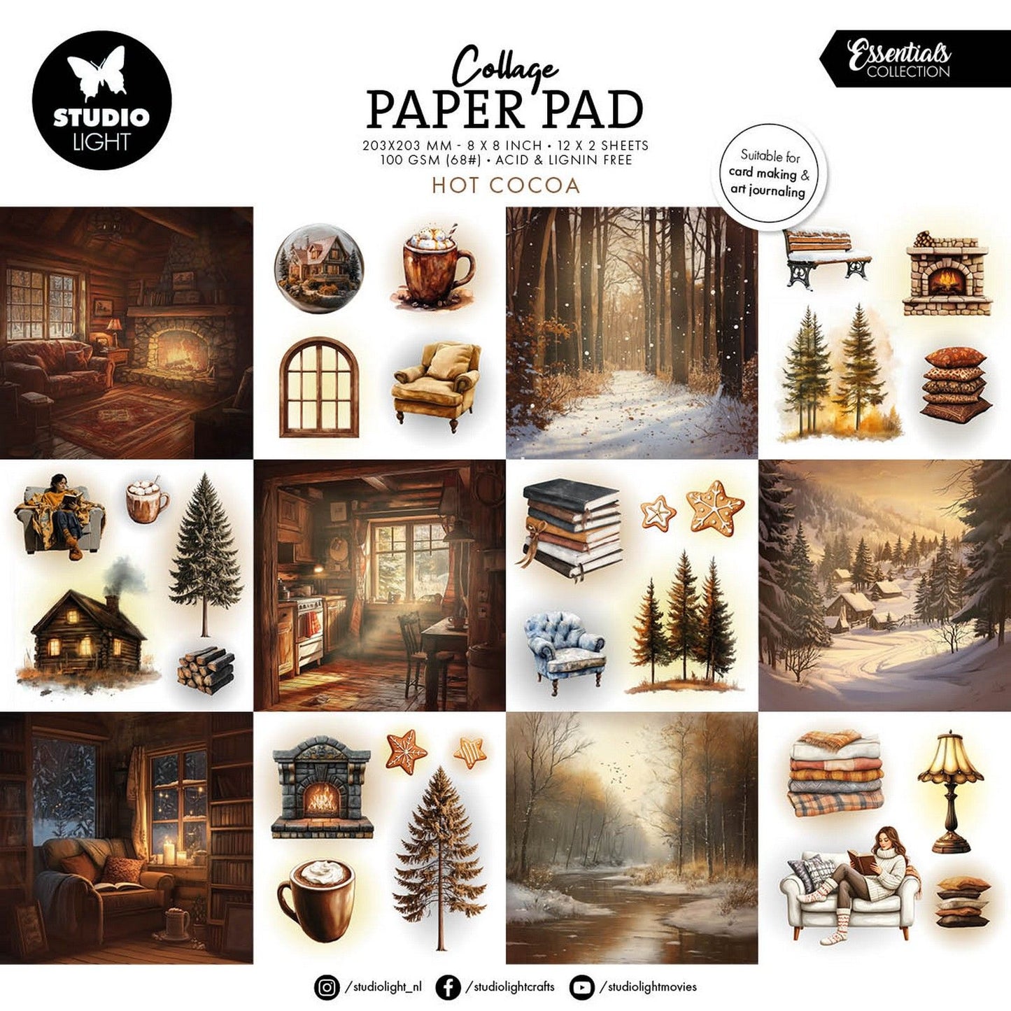 Studio Light • Bloc de papier pour collage Essentials, chocolat chaud