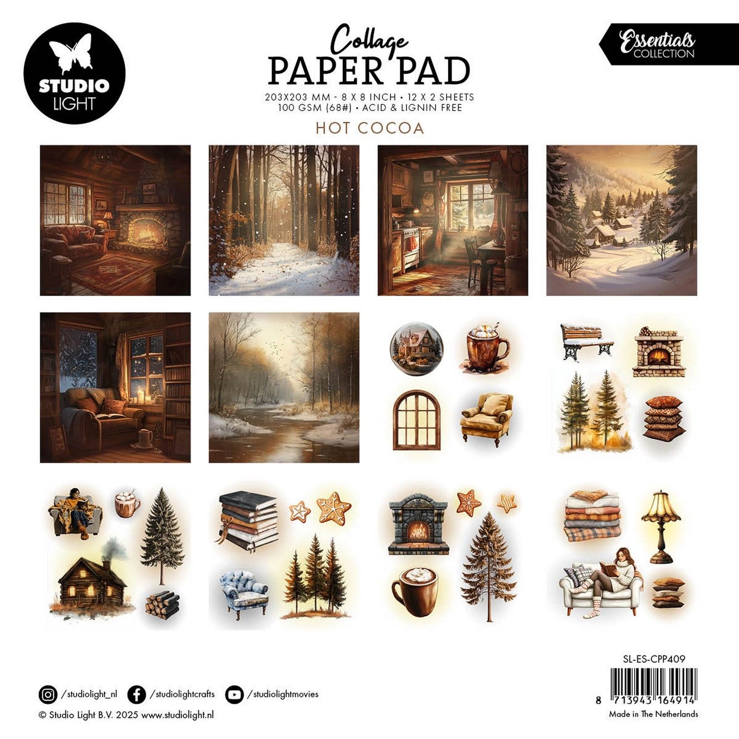 Studio Light • Bloc de papier pour collage Essentials, chocolat chaud