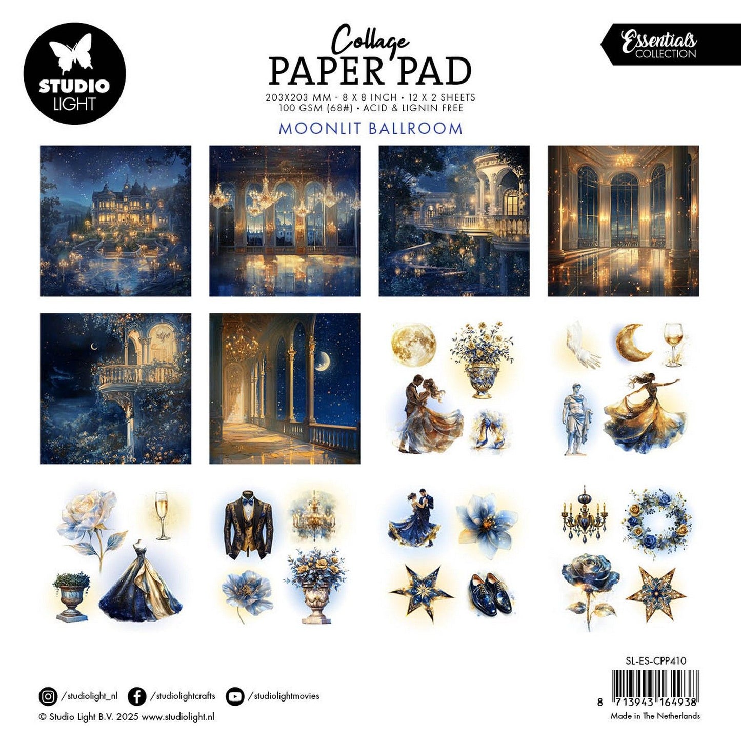 Studio Light • Bloc de papier pour collages essentiels Salle de bal au clair de lune