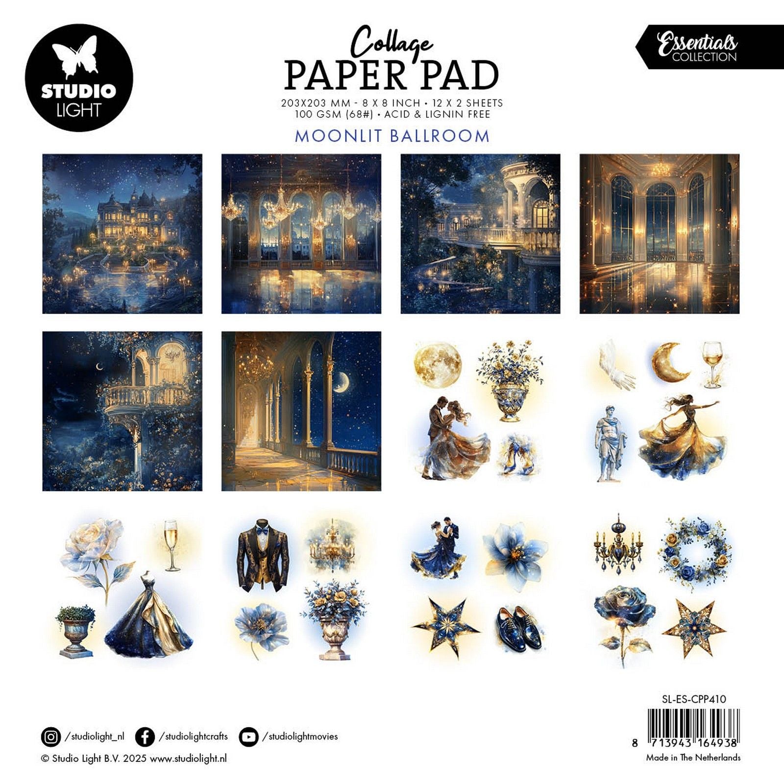 Studio Light • Bloc de papier pour collages essentiels Salle de bal au clair de lune