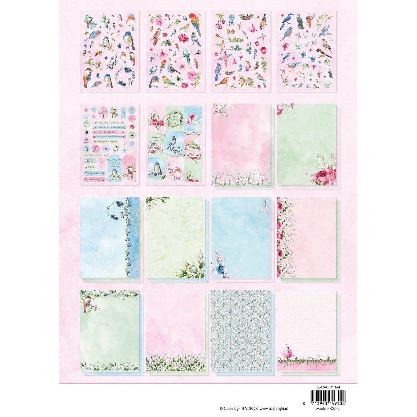 Studio Light • Essentials bloc de papier découpé oiseaux printaniers