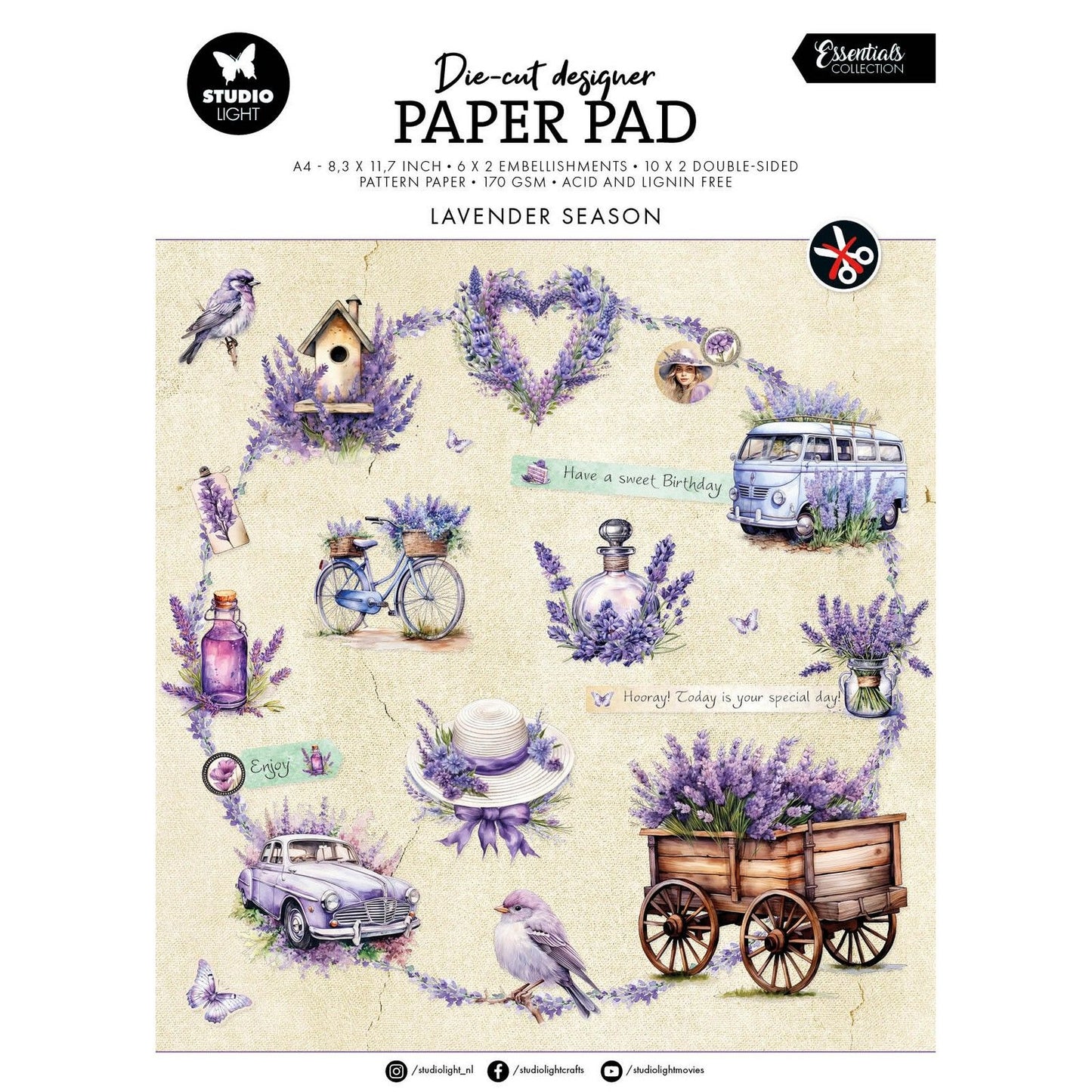Studio Light • Bloc de papier découpé essentiel pour la saison de la lavande