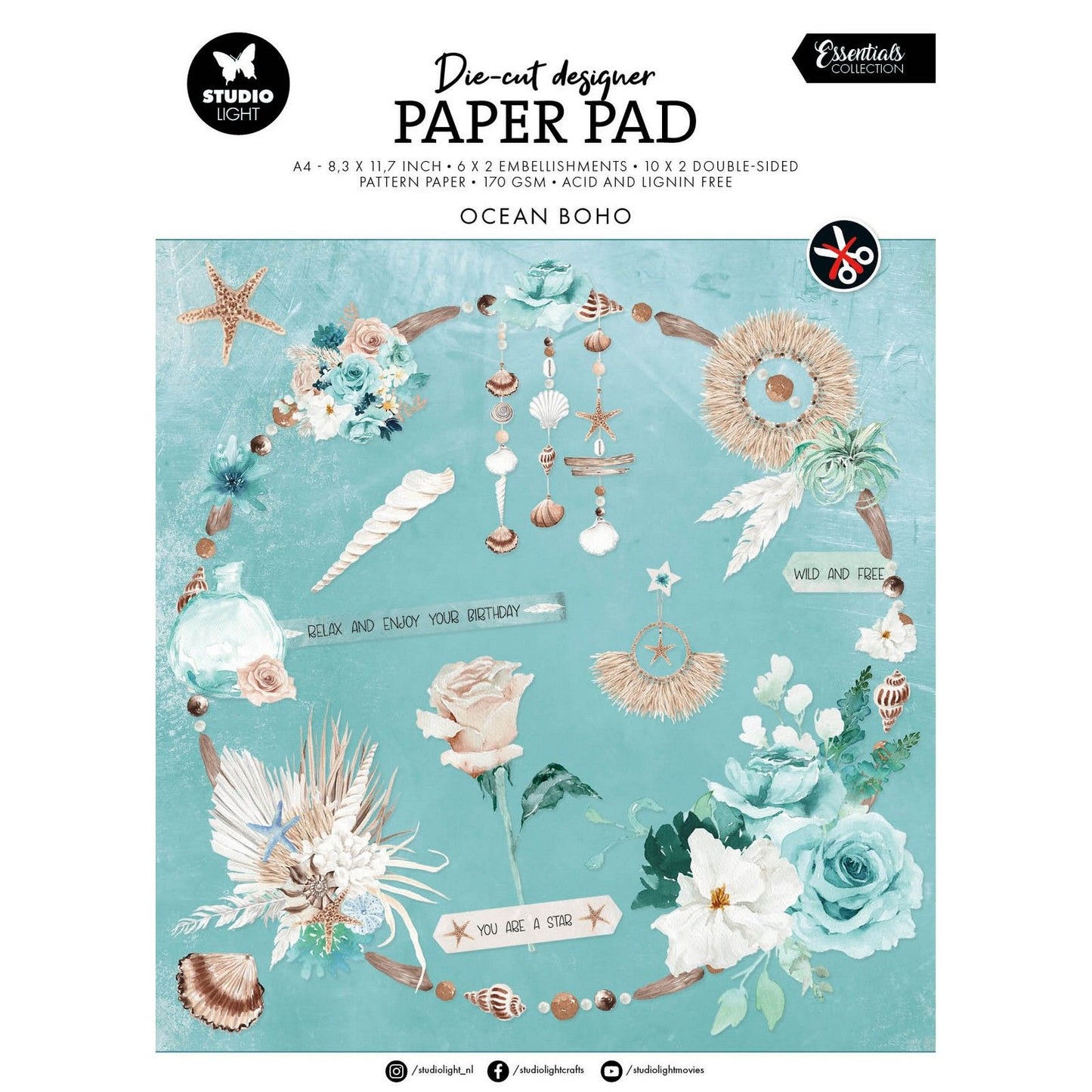 Studio Light • Essentials bloc de papier découpé océan bohème