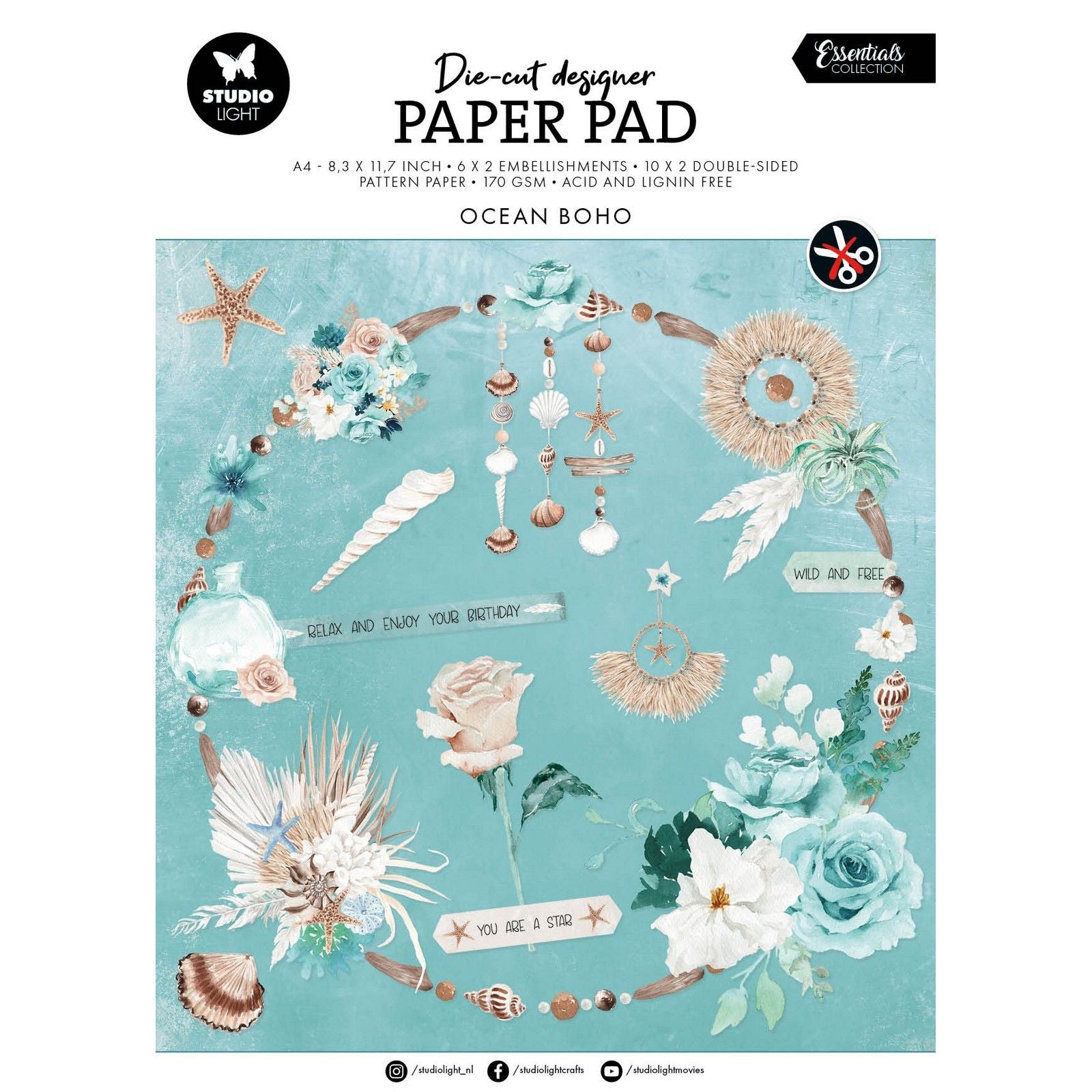 Studio Light • Essentials bloc de papier découpé océan bohème