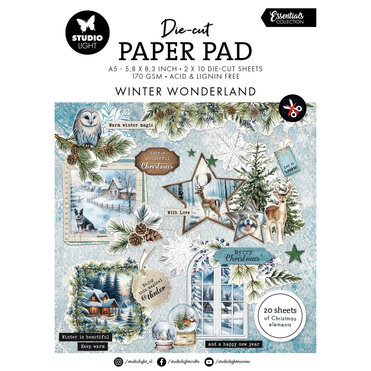 Studio Light • Bloc de papier découpé essentiel Winter Wonderland
