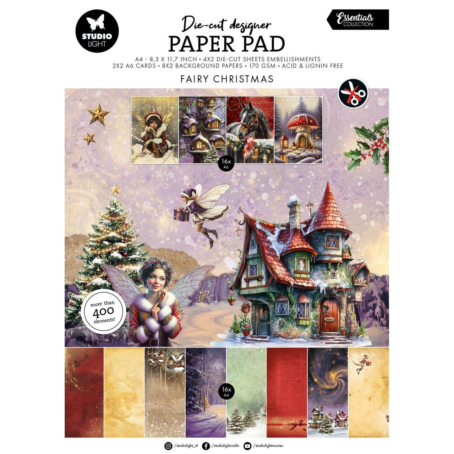 Studio Light • Essentials bloc de papier découpé Fée Noël