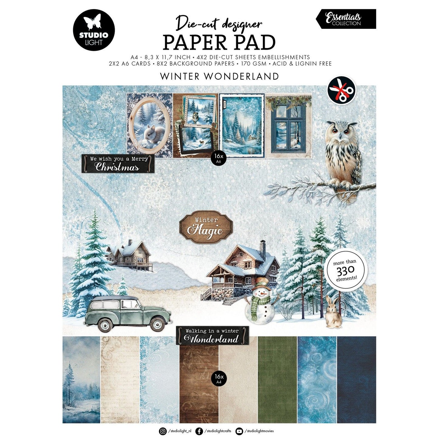 Studio Light • Bloc de papier découpé essentiel Winter Wonderland