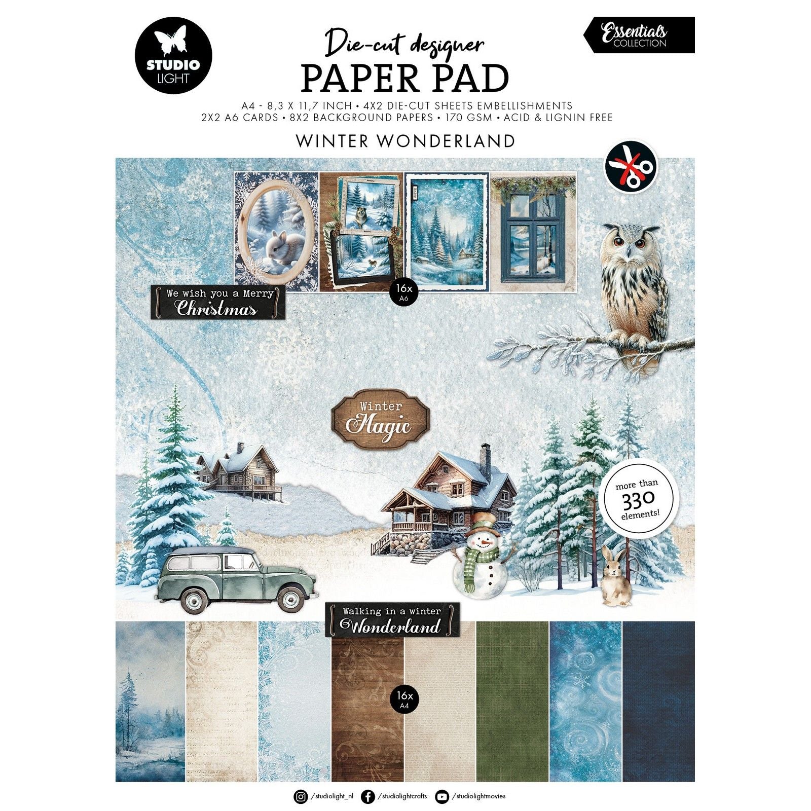 Studio Light • Bloc de papier découpé essentiel Winter Wonderland