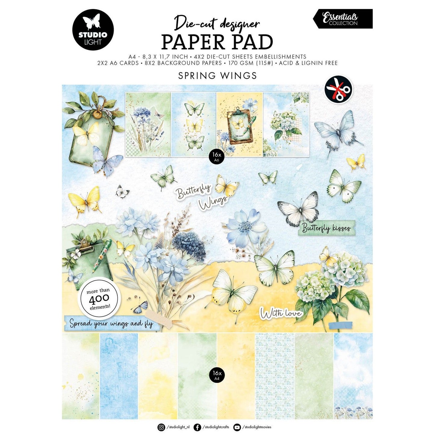 Lampe de studio • Papillons en papier découpés essentiels