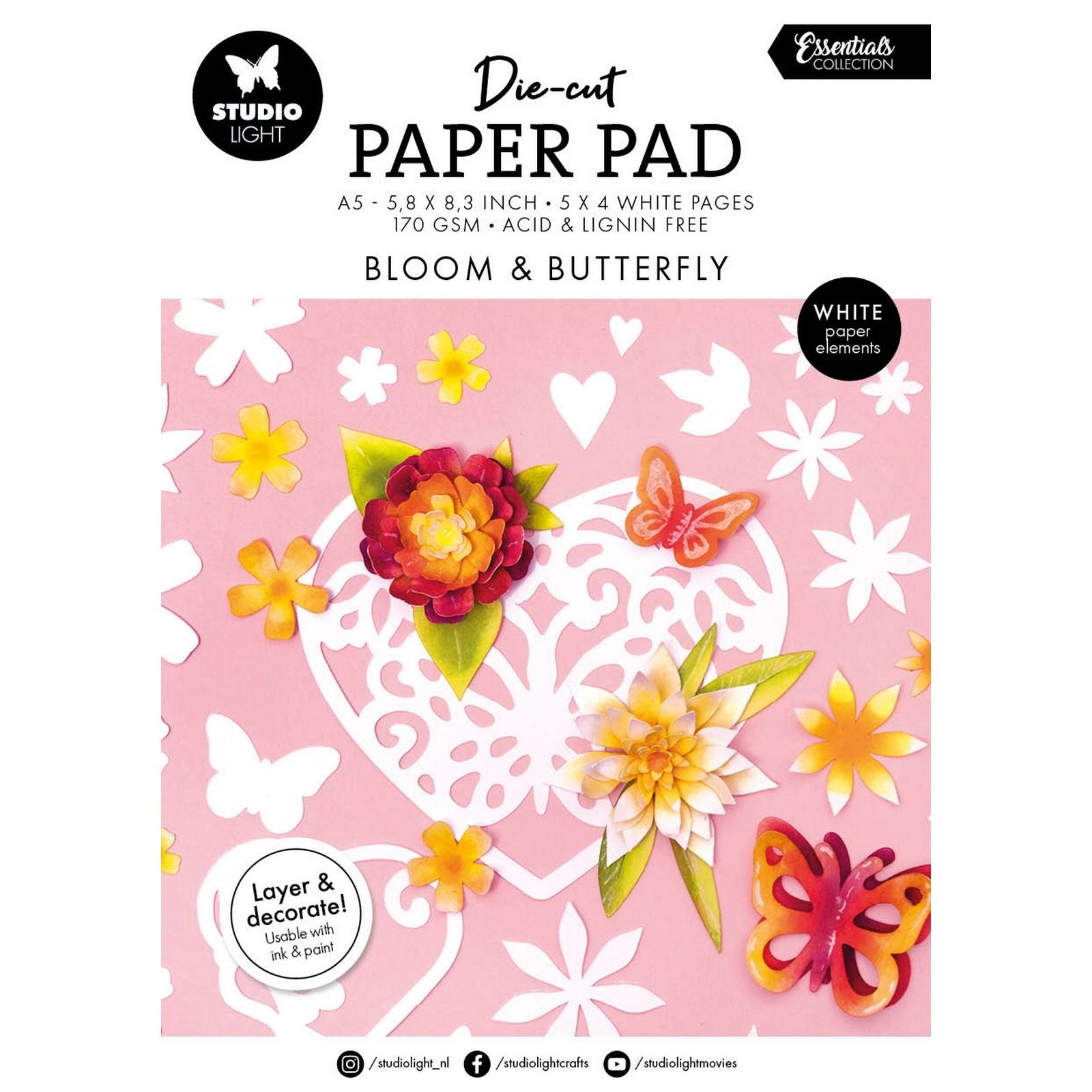 Studio Light • Bloc de papier découpé essentiel Bloom Butterfly