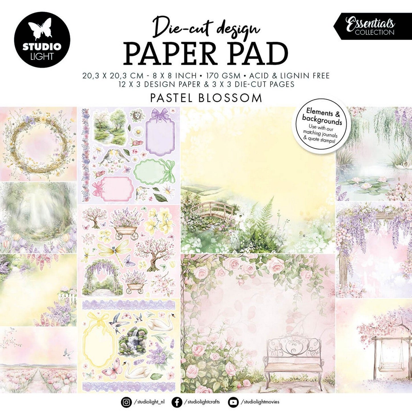 Studio Light • Essentials Bloc de papier design Éléments en papier Fleur pastel