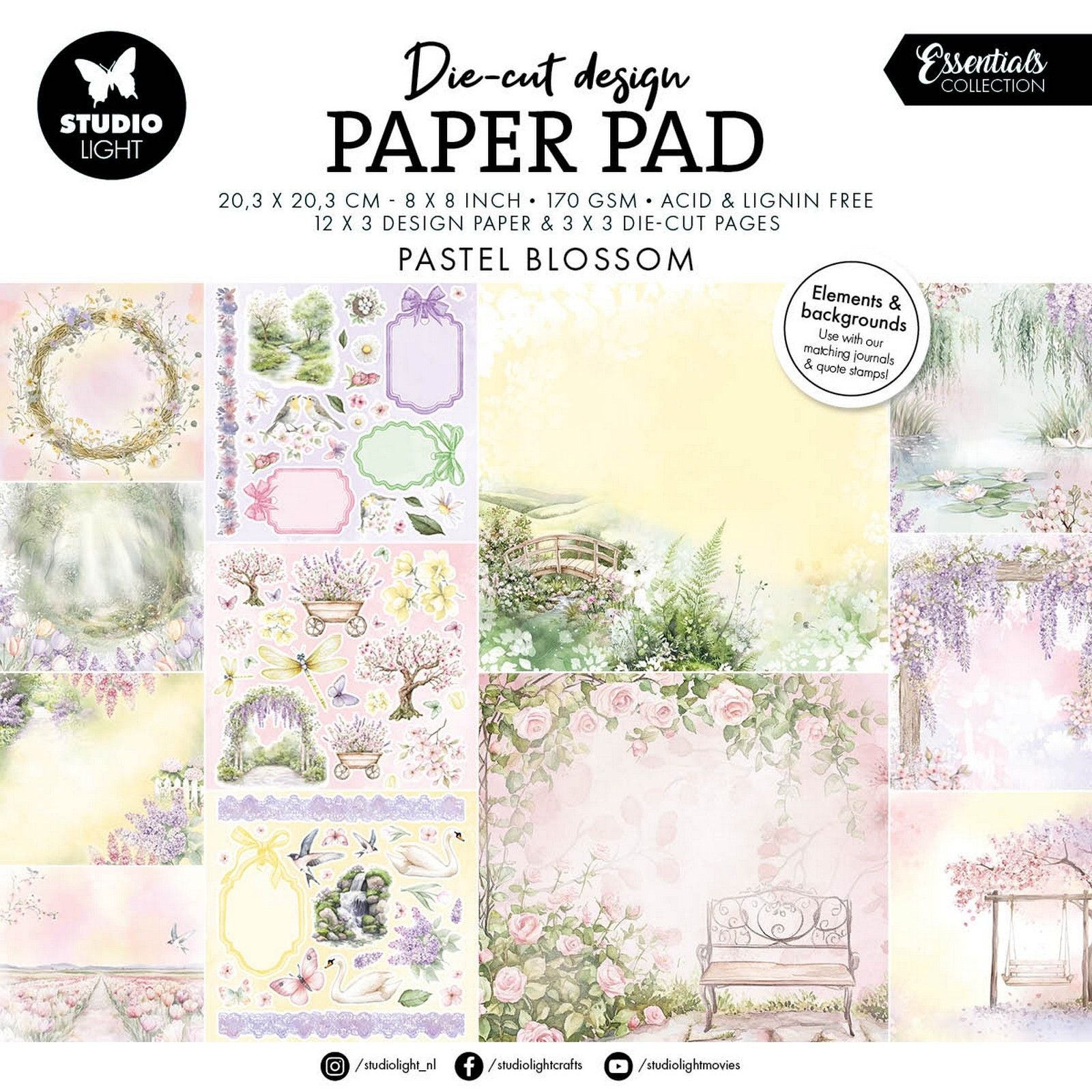 Studio Light • Essentials Bloc de papier design Éléments en papier Fleur pastel