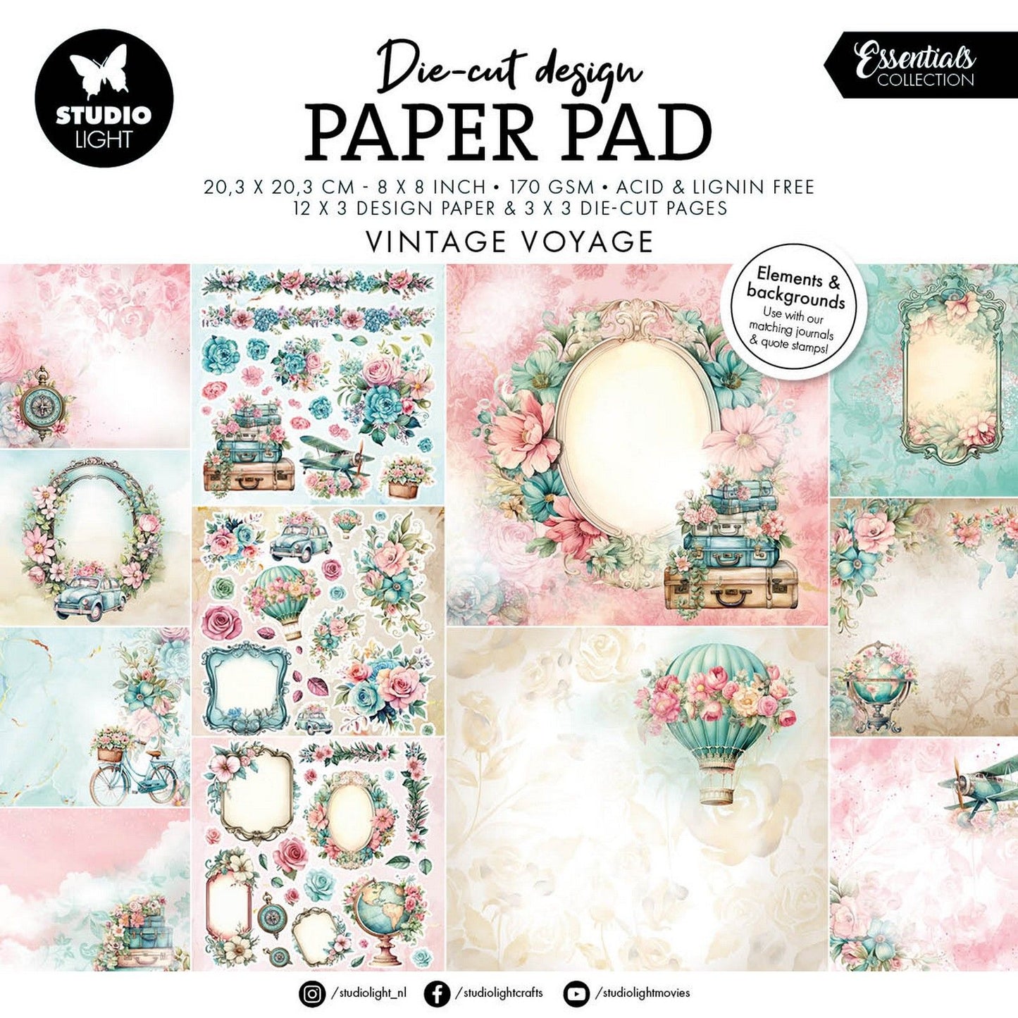 Studio light • essentiels bloc de papier design éléments en papier voyage vintage