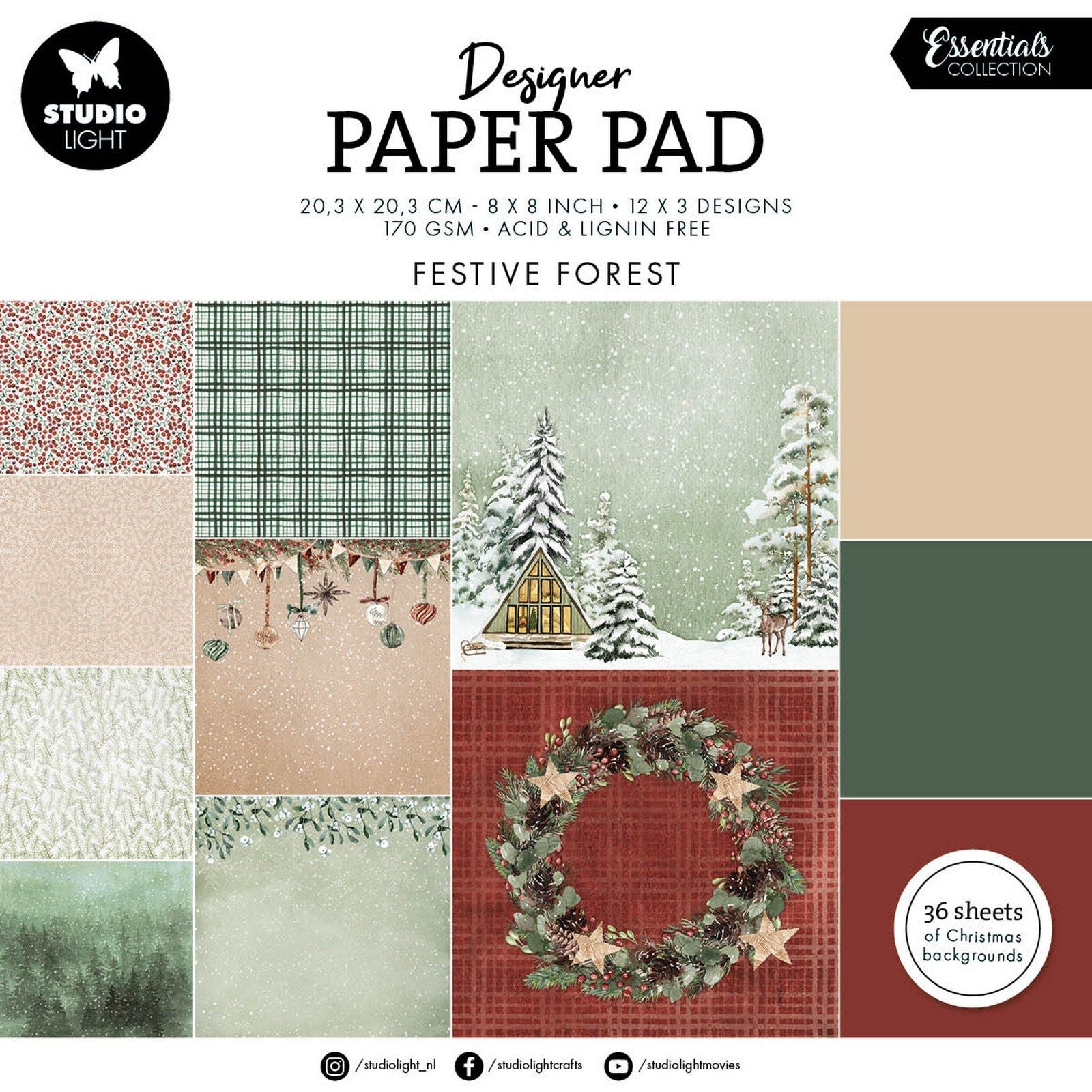 Studio Light • Bloc de papier design essentiel Forêt festive