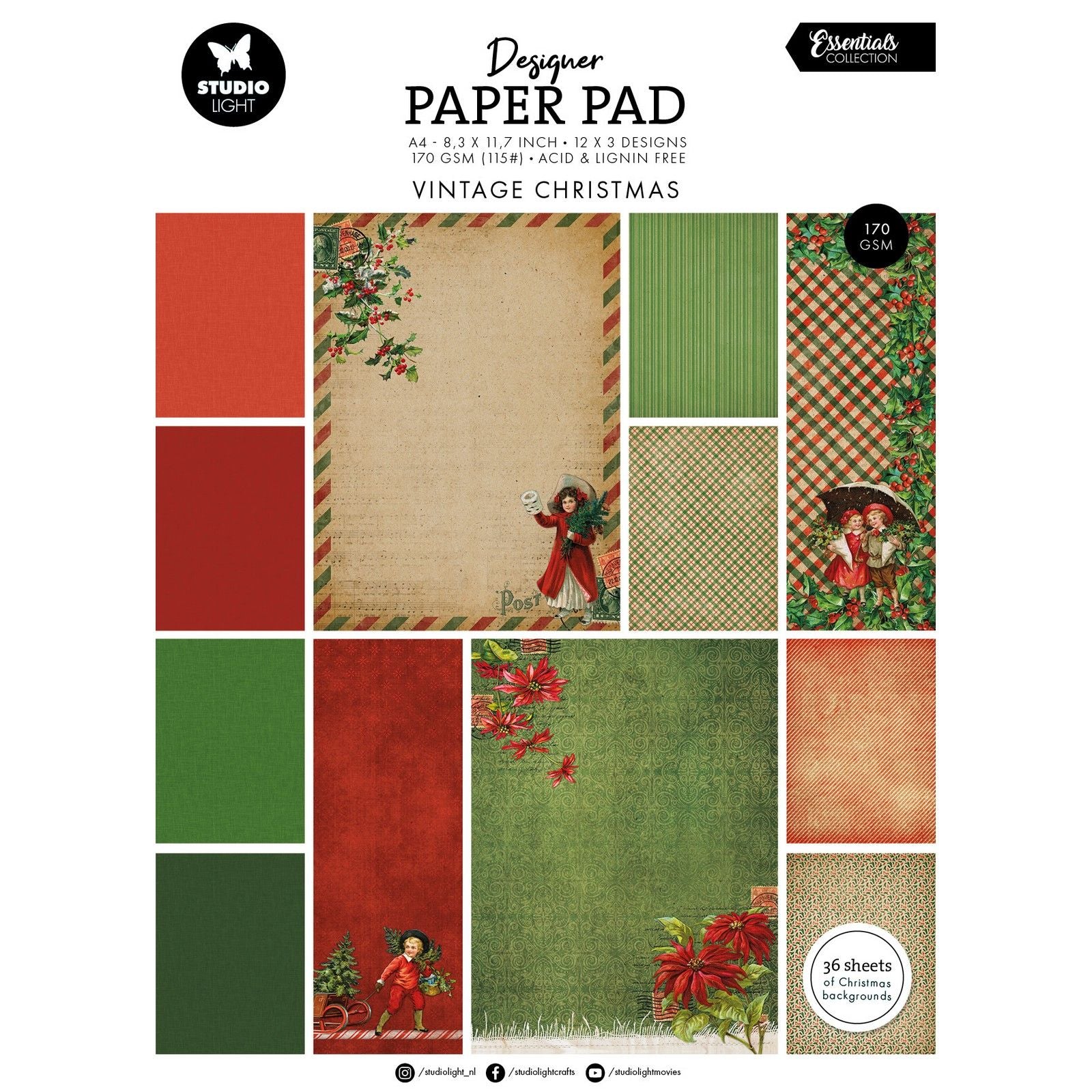 Studio Light • Essentiels bloc de papier design Noël vintage