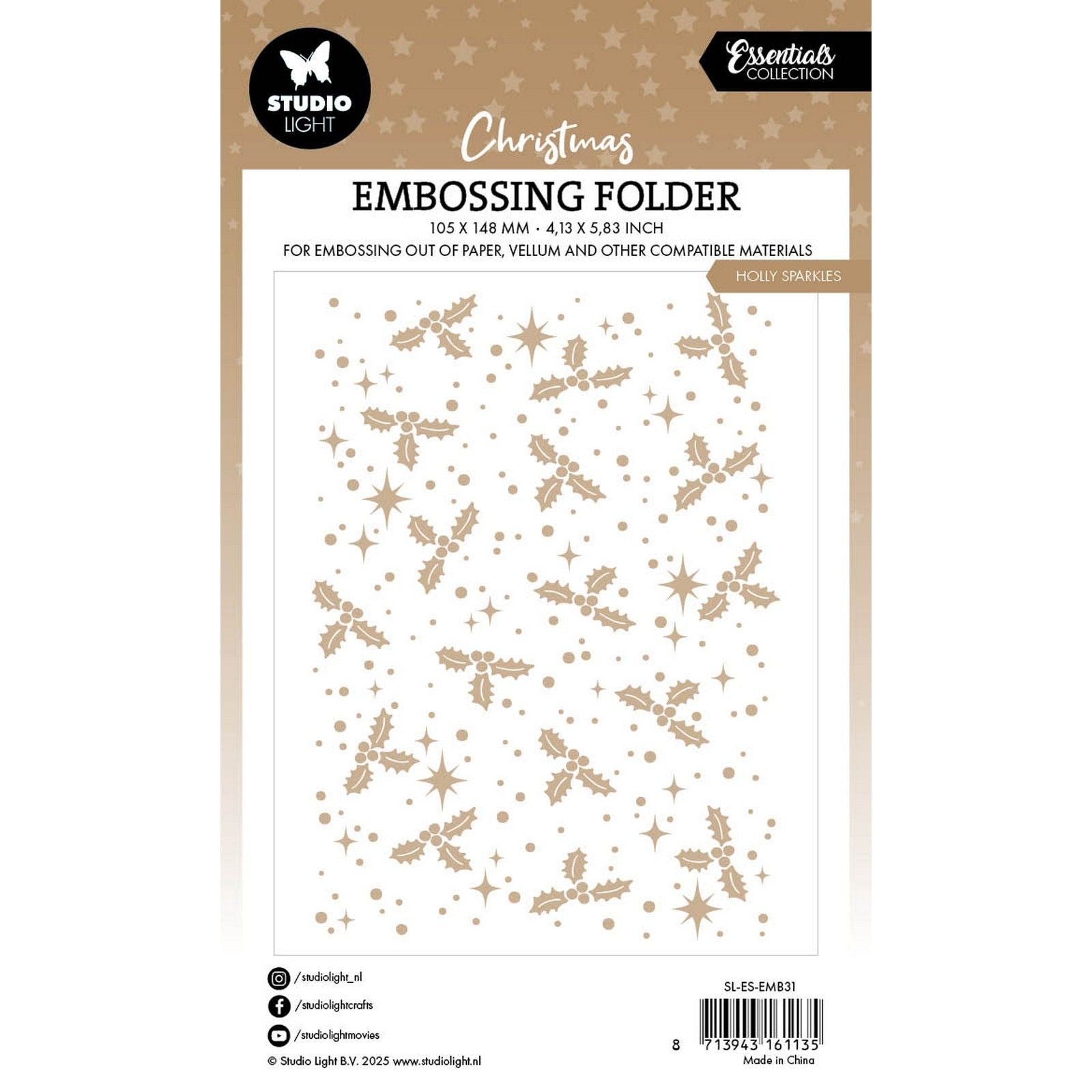 Studio Light • Dossier de gaufrage Essentials Holly Sparkles