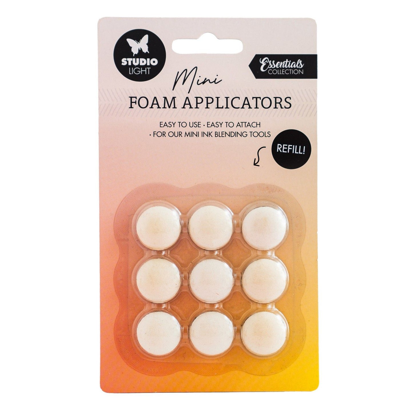 Studio Light • Coussinets en mousse de rechange pour outil de mélange d'encre Essentials 20 mm, 9 pièces