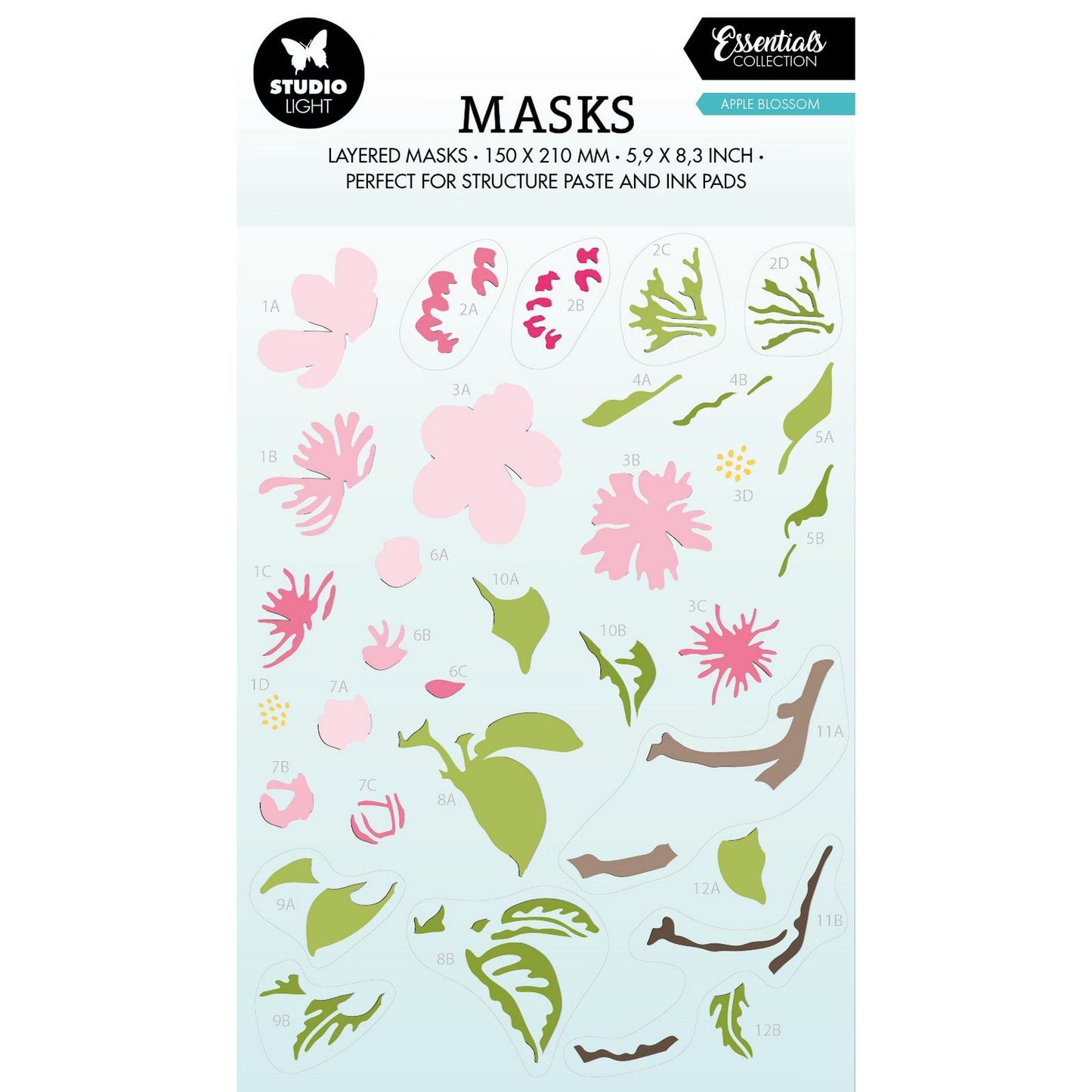 Studio Light • Pochoir de masque essentiel fleurs de printemps
