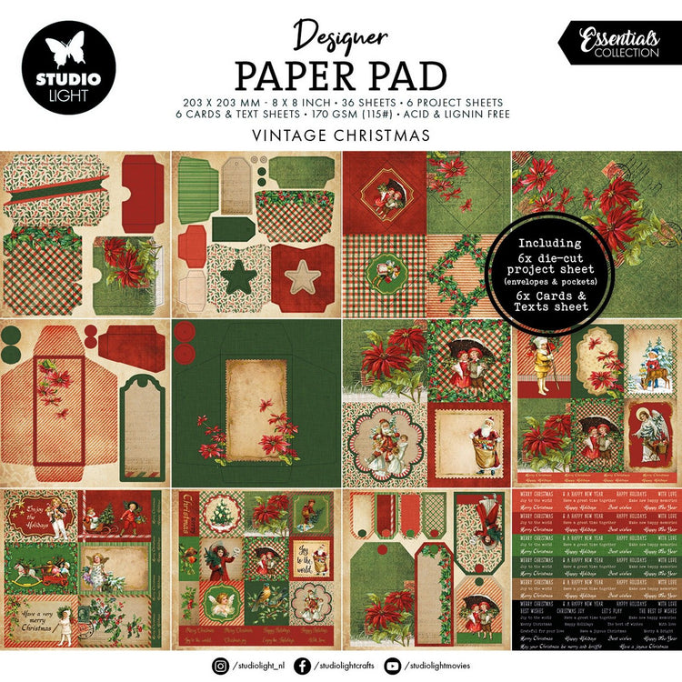 Studio Light • Essentiels bloc de papier mixte Noël vintage
