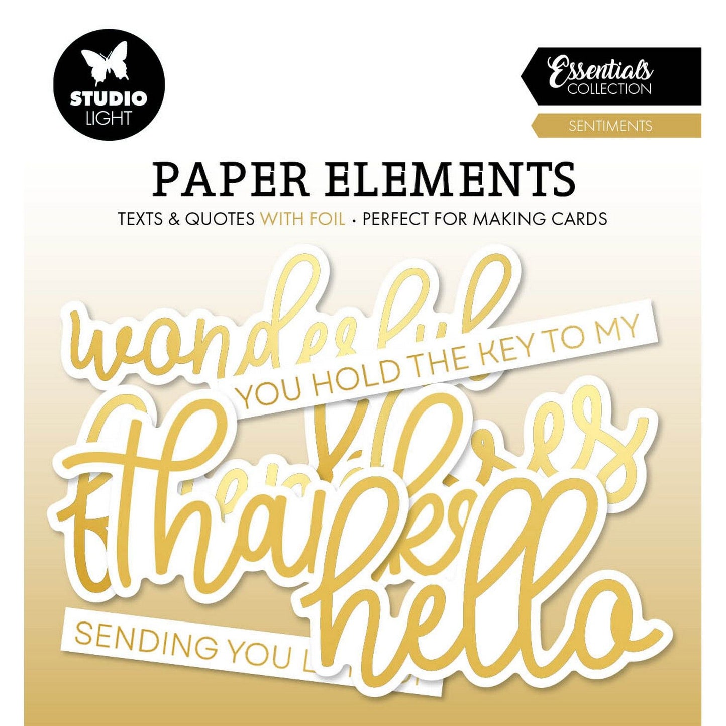 Lampe de studio • éléments essentiels en papier sentiments feuille d'or
