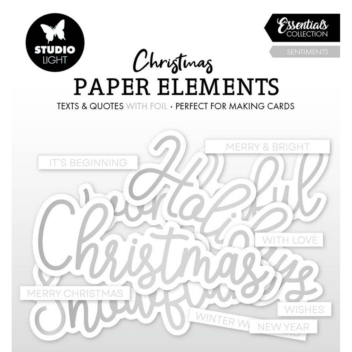 Lampe de studio • éléments essentiels en papier, sentiments argentés