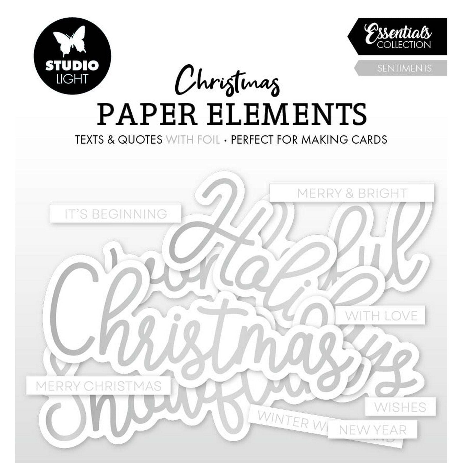 Lampe de studio • éléments essentiels en papier, sentiments argentés