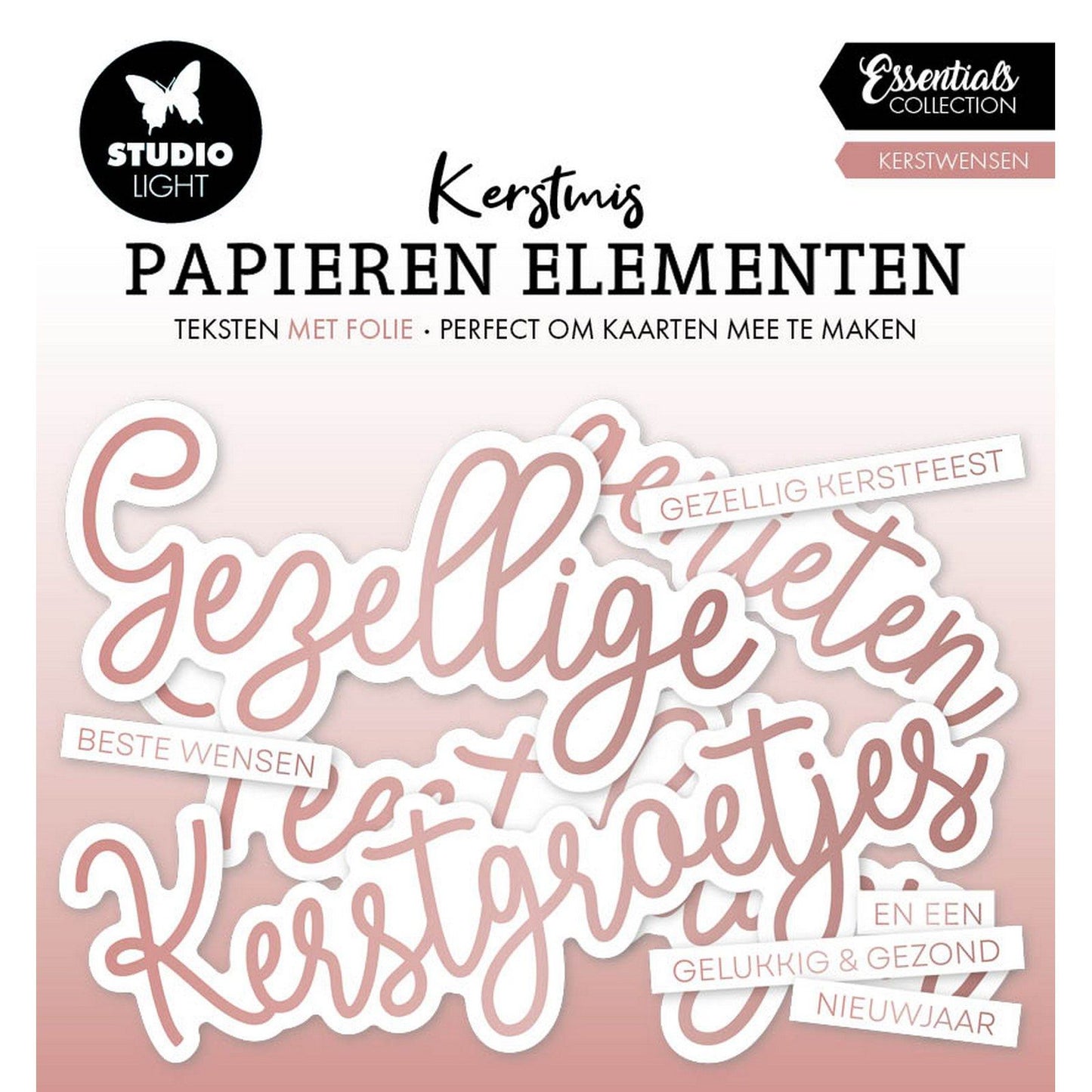 Lampe de studio • Éléments essentiels en papier Or rose Souhaits de Noël
