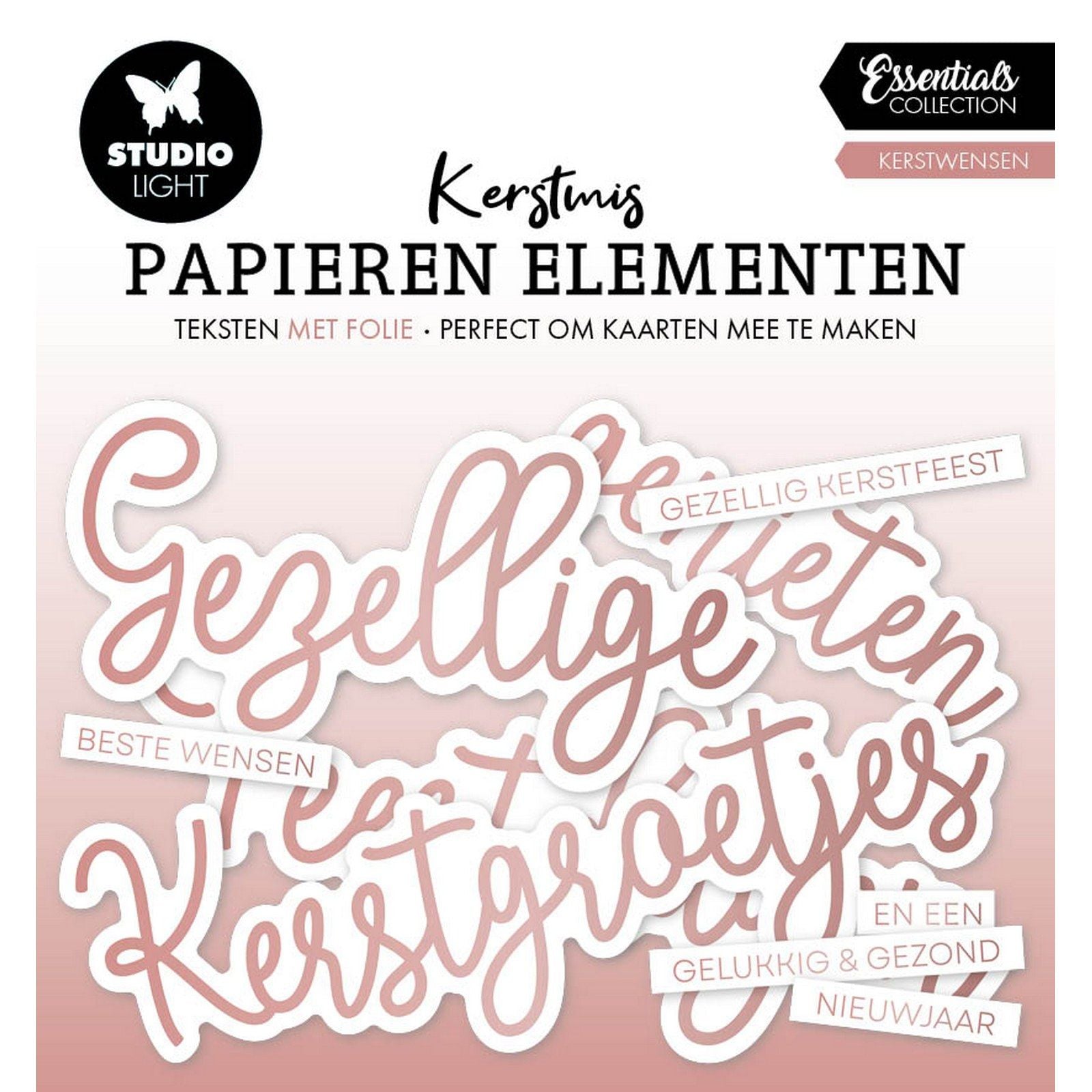 Lampe de studio • Éléments essentiels en papier Or rose Souhaits de Noël
