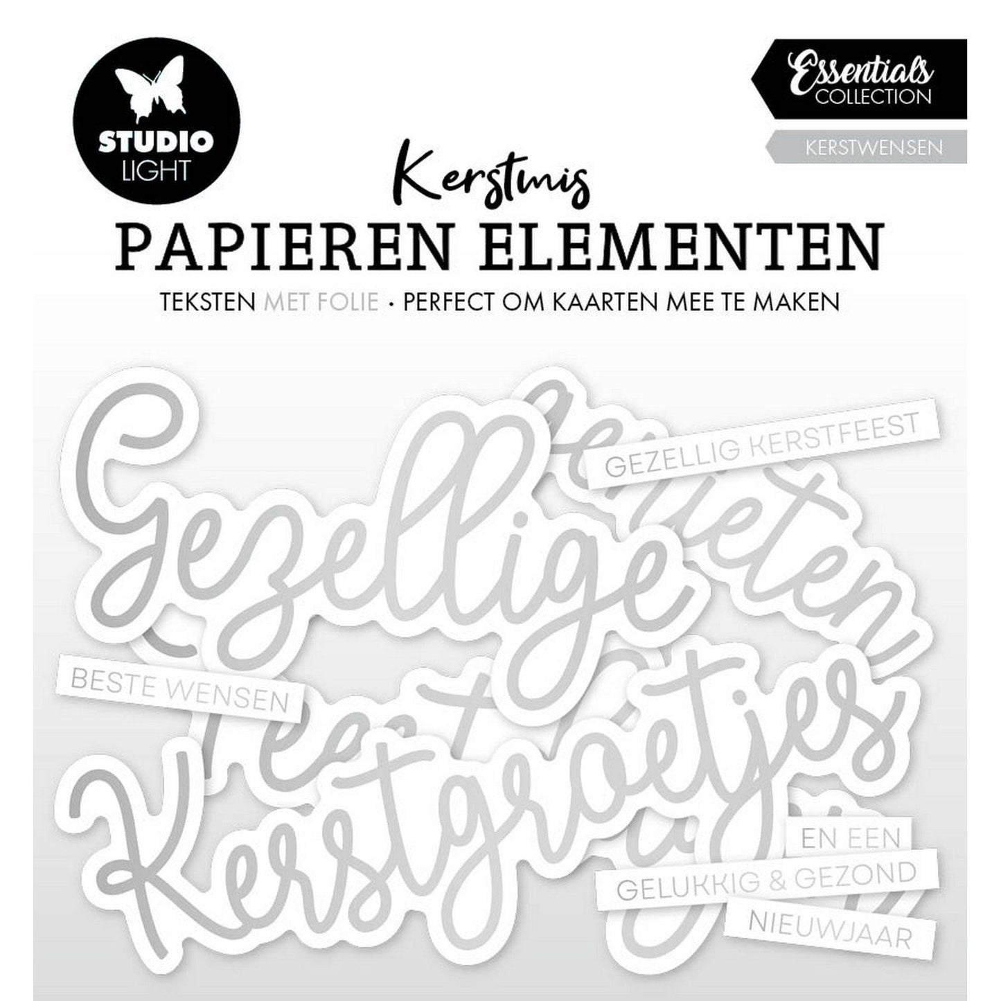 Lampe de studio • Éléments essentiels en papier Argent Souhaits de Noël
