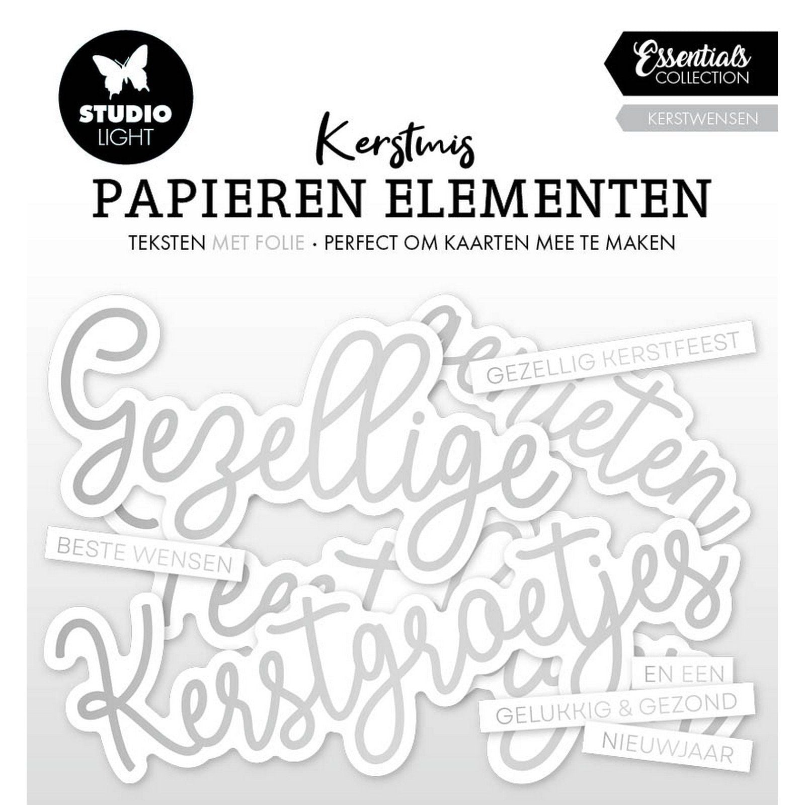 Lampe de studio • Éléments essentiels en papier Argent Souhaits de Noël