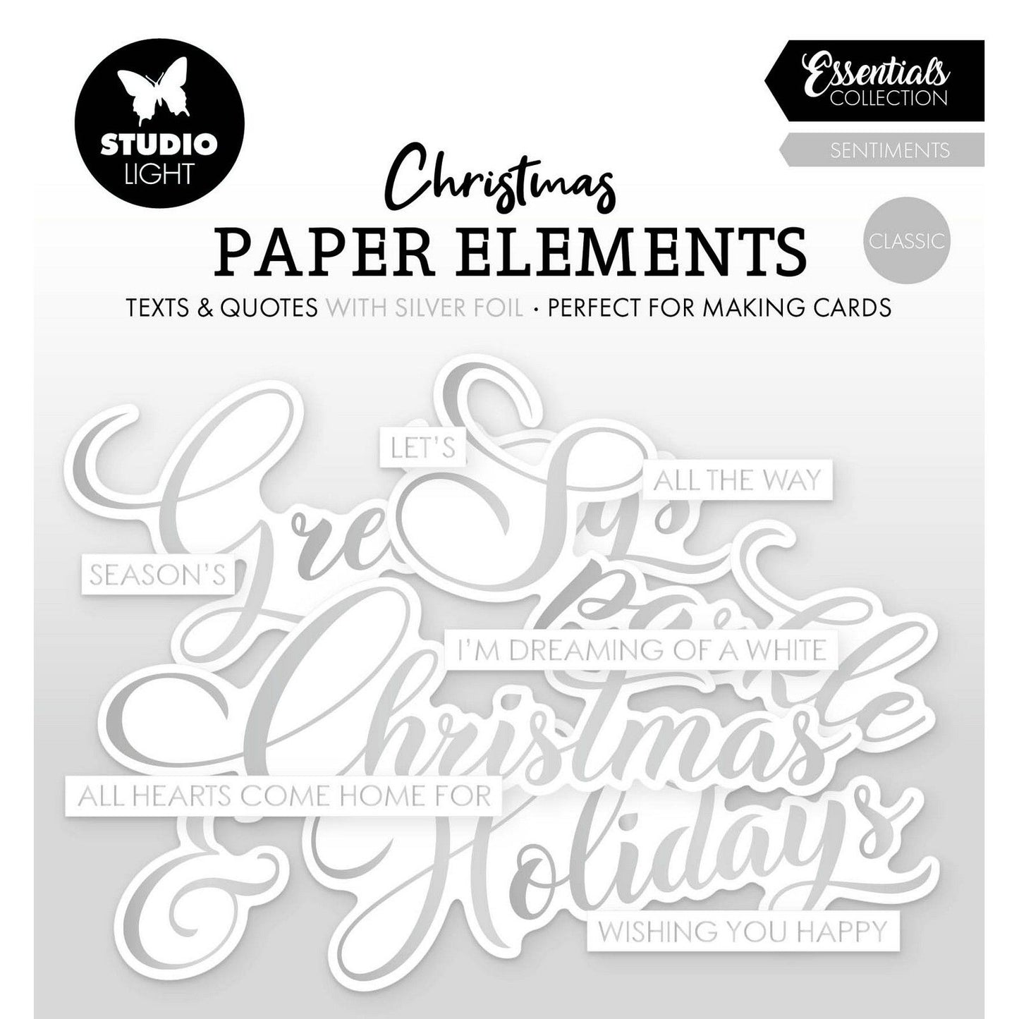 Lampe de studio • éléments essentiels en papier argent sentiments classique