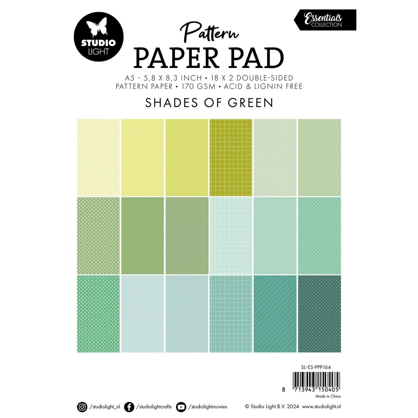 Studio light • bloc de papier à motifs essentiels nuances de vert