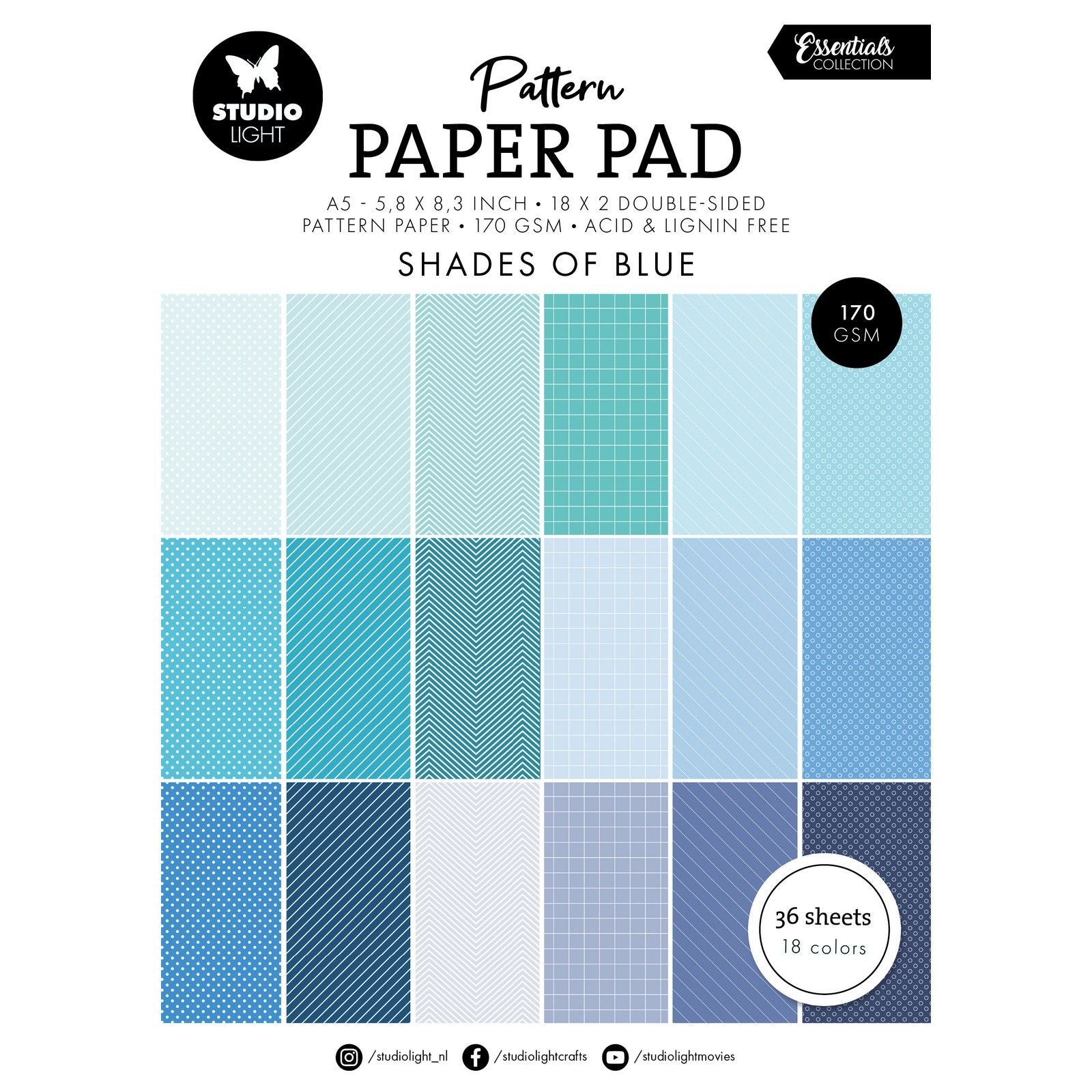 Studio light • bloc de papier à motifs essentiels nuances de bleu