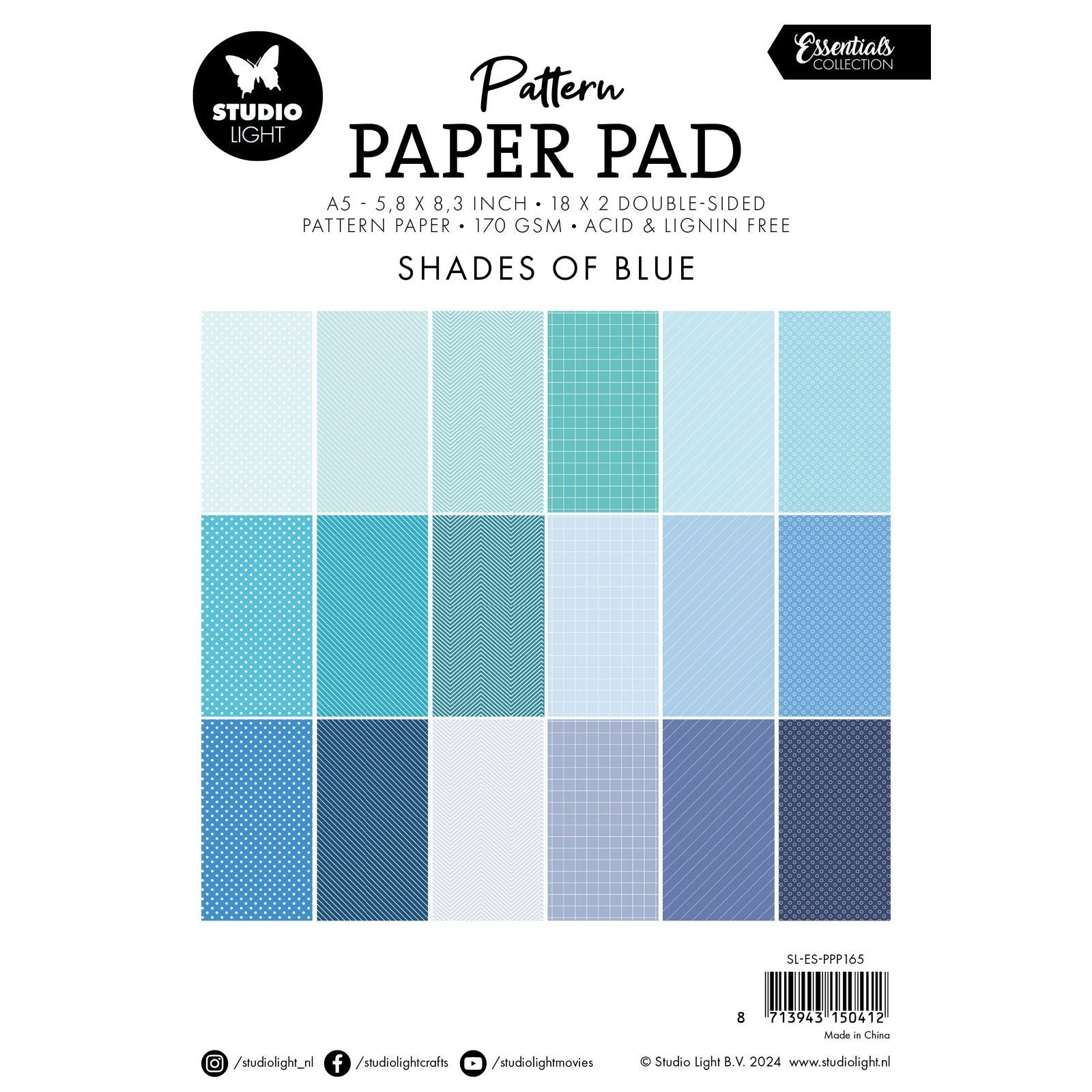Studio light • bloc de papier à motifs essentiels nuances de bleu