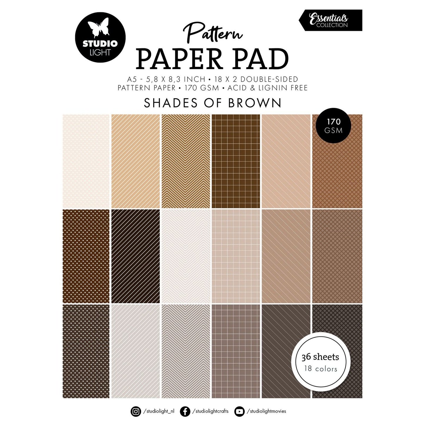 Studio Light • Bloc de papier à motifs essentiels nuances de marron