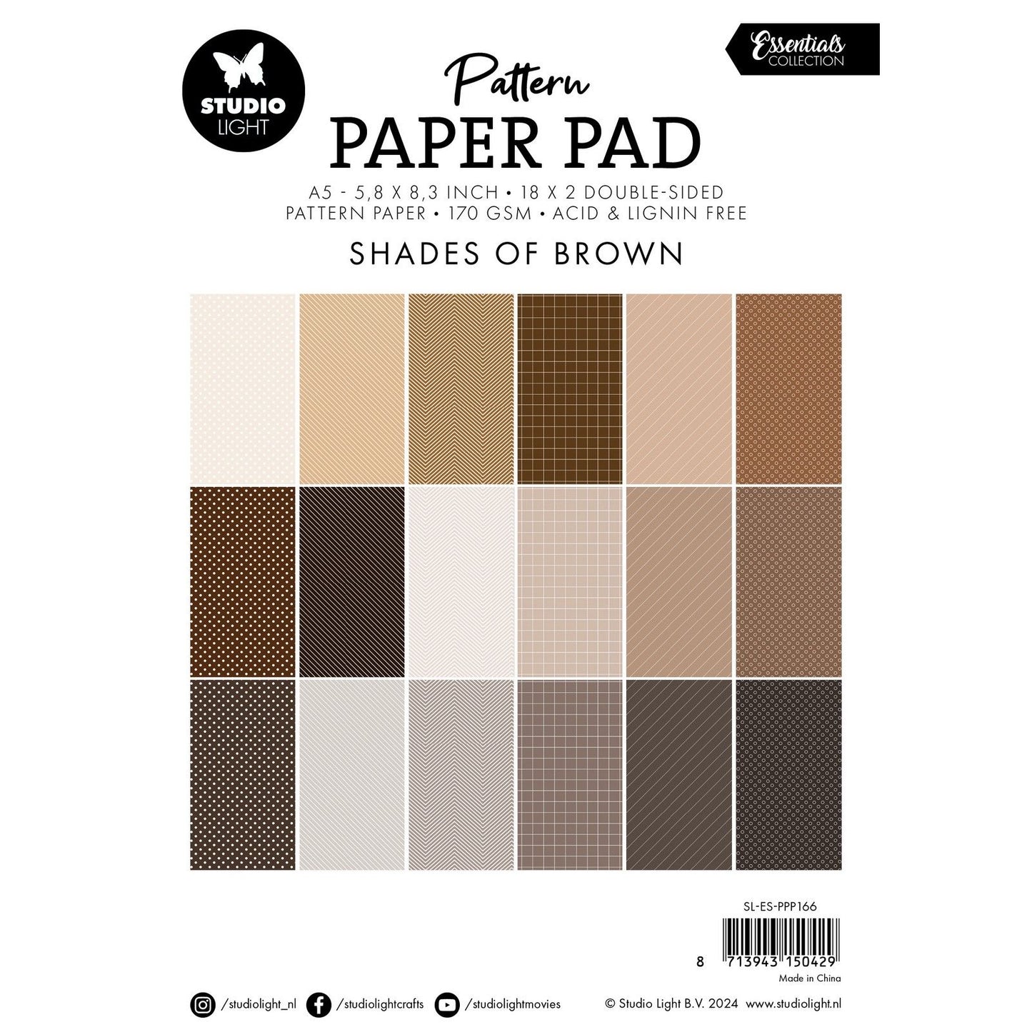 Studio Light • Bloc de papier à motifs essentiels nuances de marron