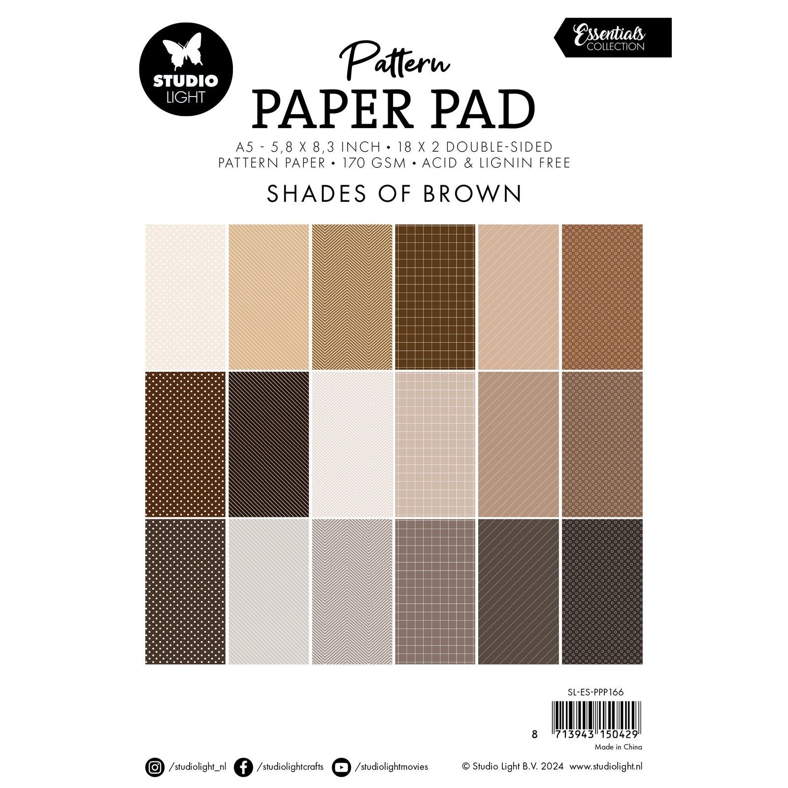 Studio Light • Bloc de papier à motifs essentiels nuances de marron