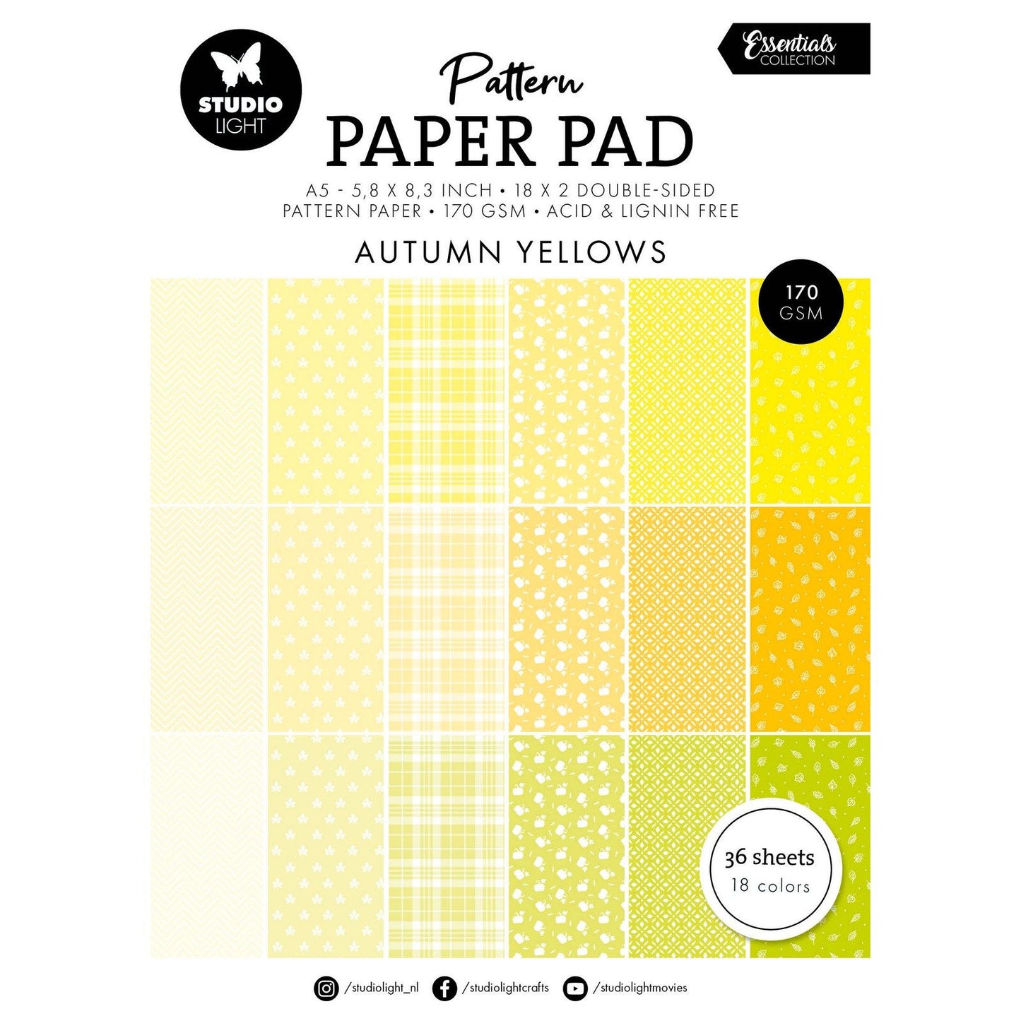 Studio Light • Bloc de papier à motifs essentiels nuances de jaune