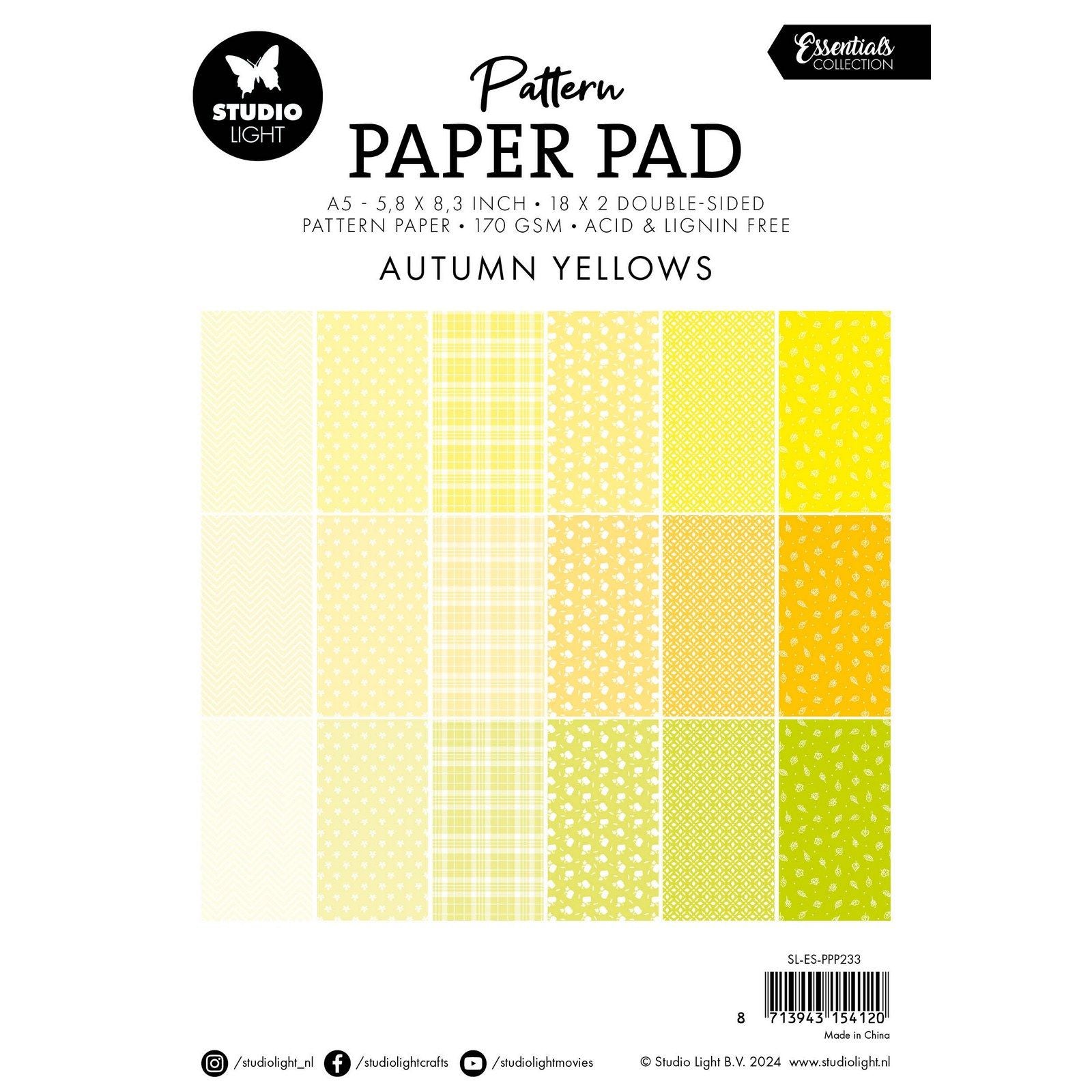Studio Light • Bloc de papier à motifs essentiels nuances de jaune